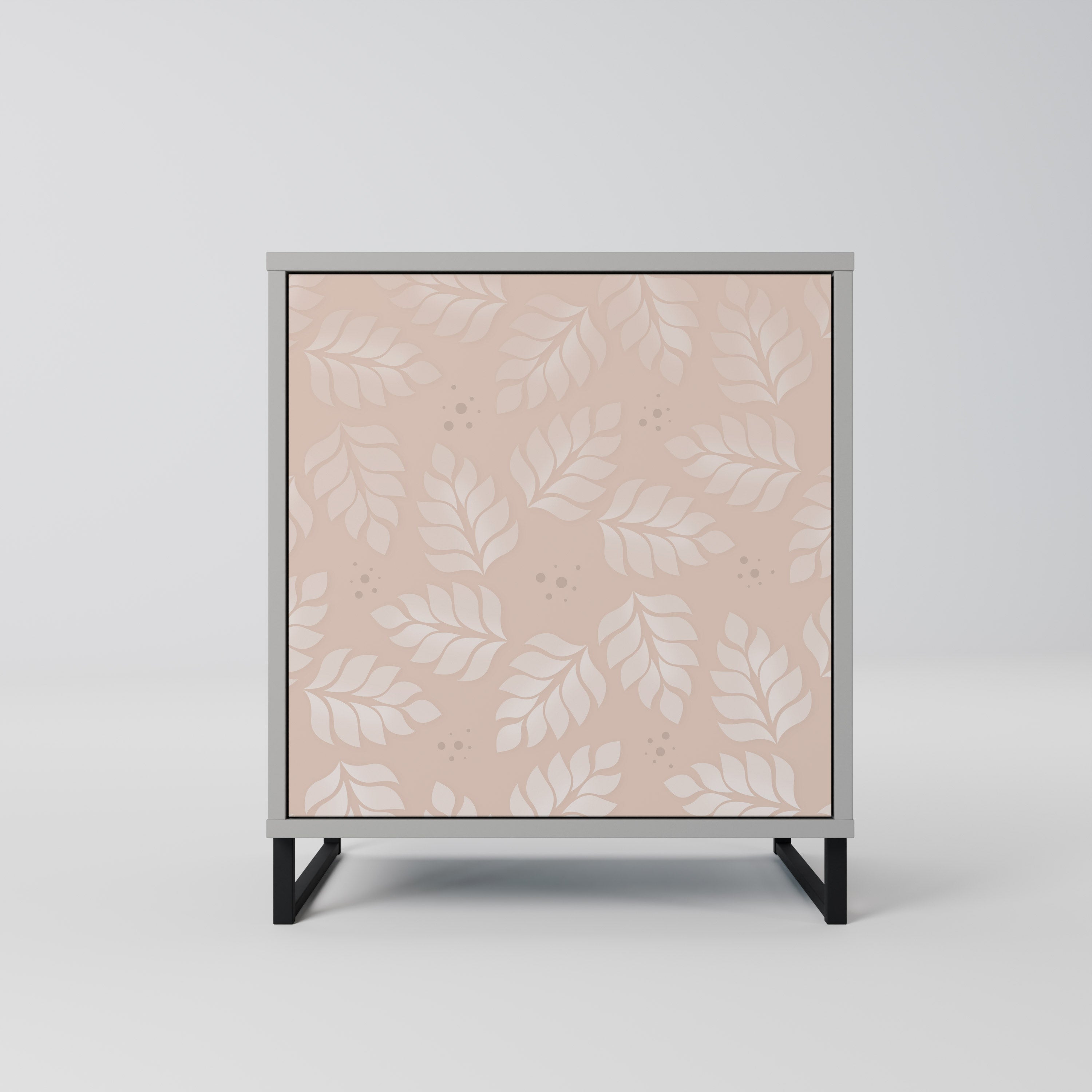LEAVES ON BEIGE Sideboard mit 1 Tür in Grau