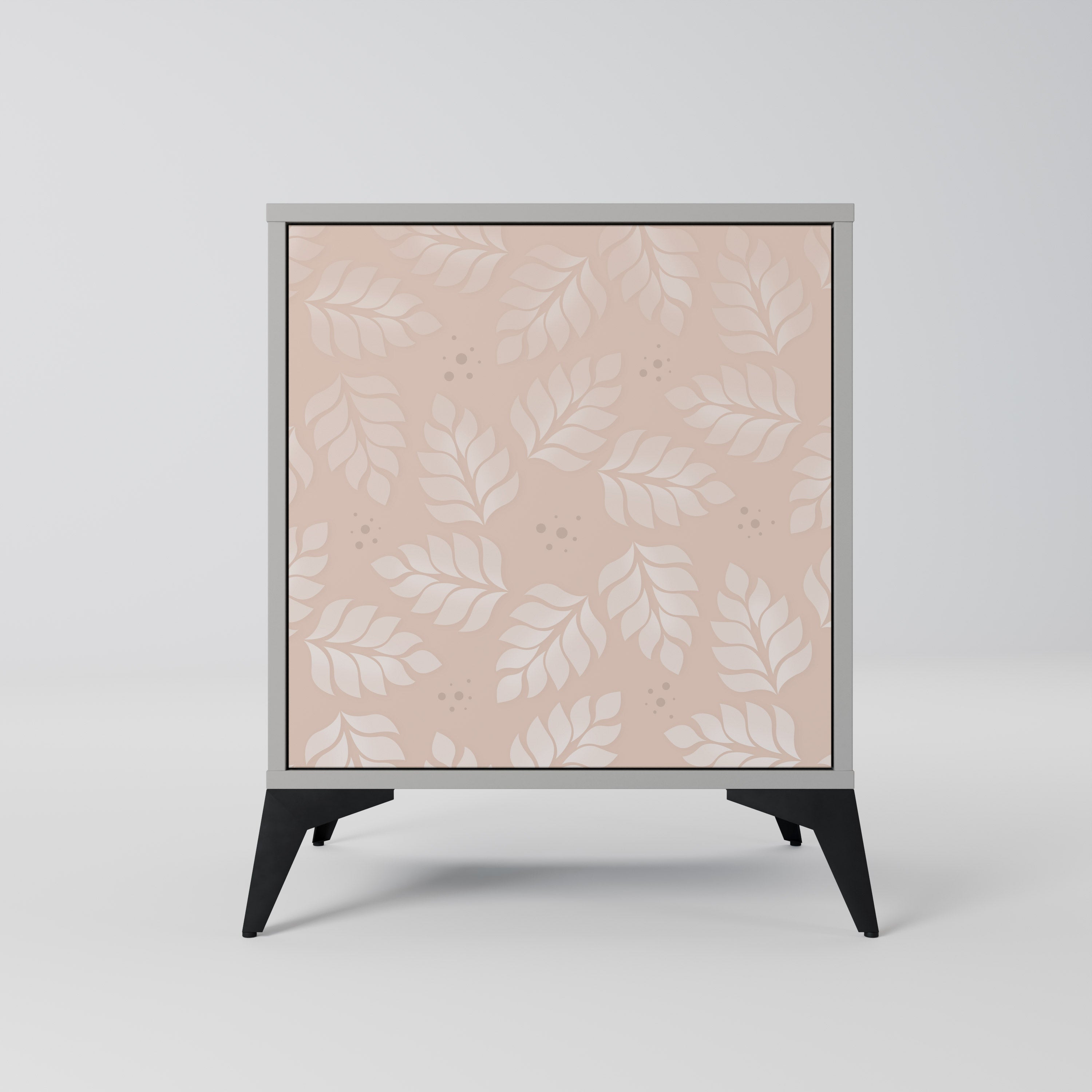 LEAVES ON BEIGE Sideboard mit 1 Tür in Grau