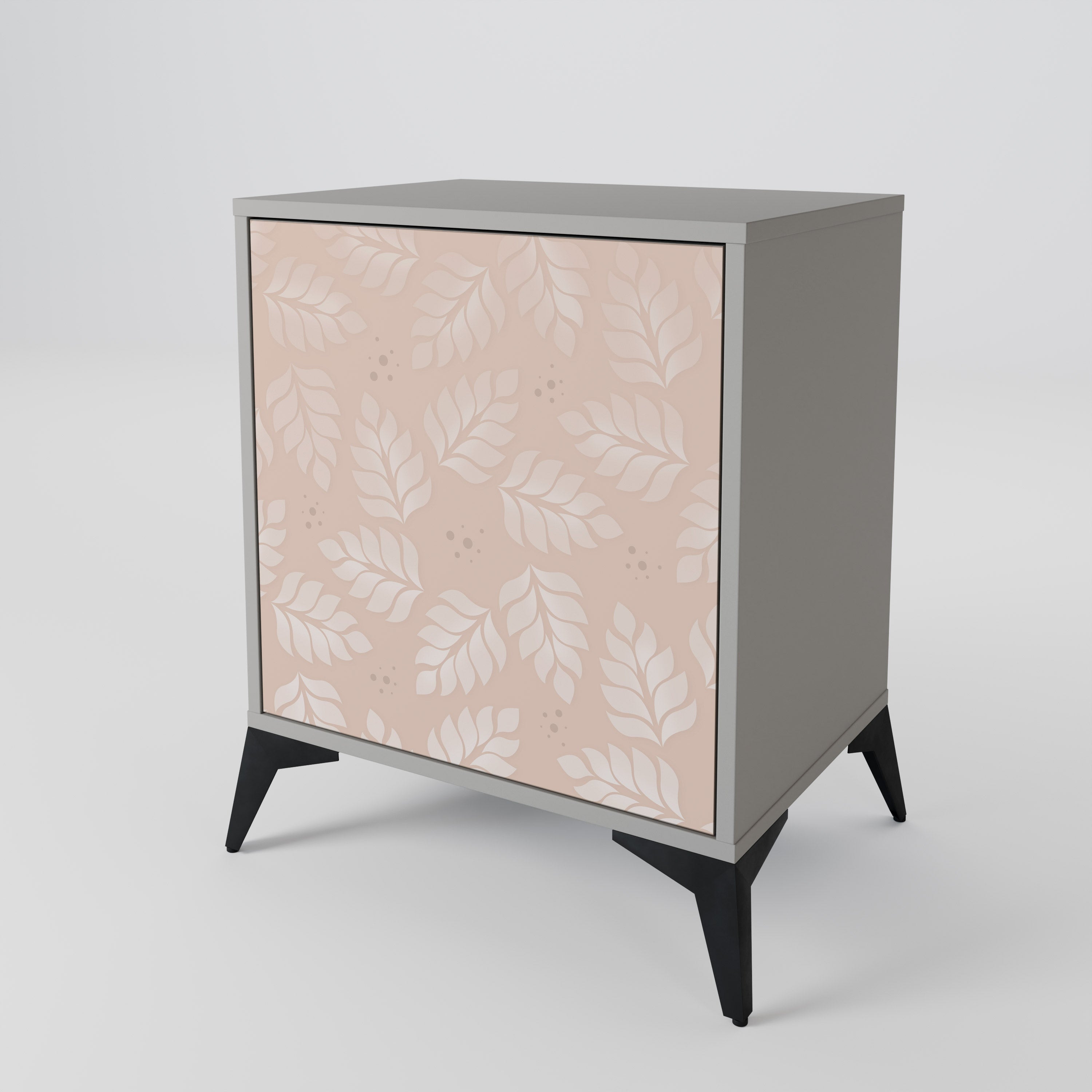 LEAVES ON BEIGE Sideboard mit 1 Tür in Grau