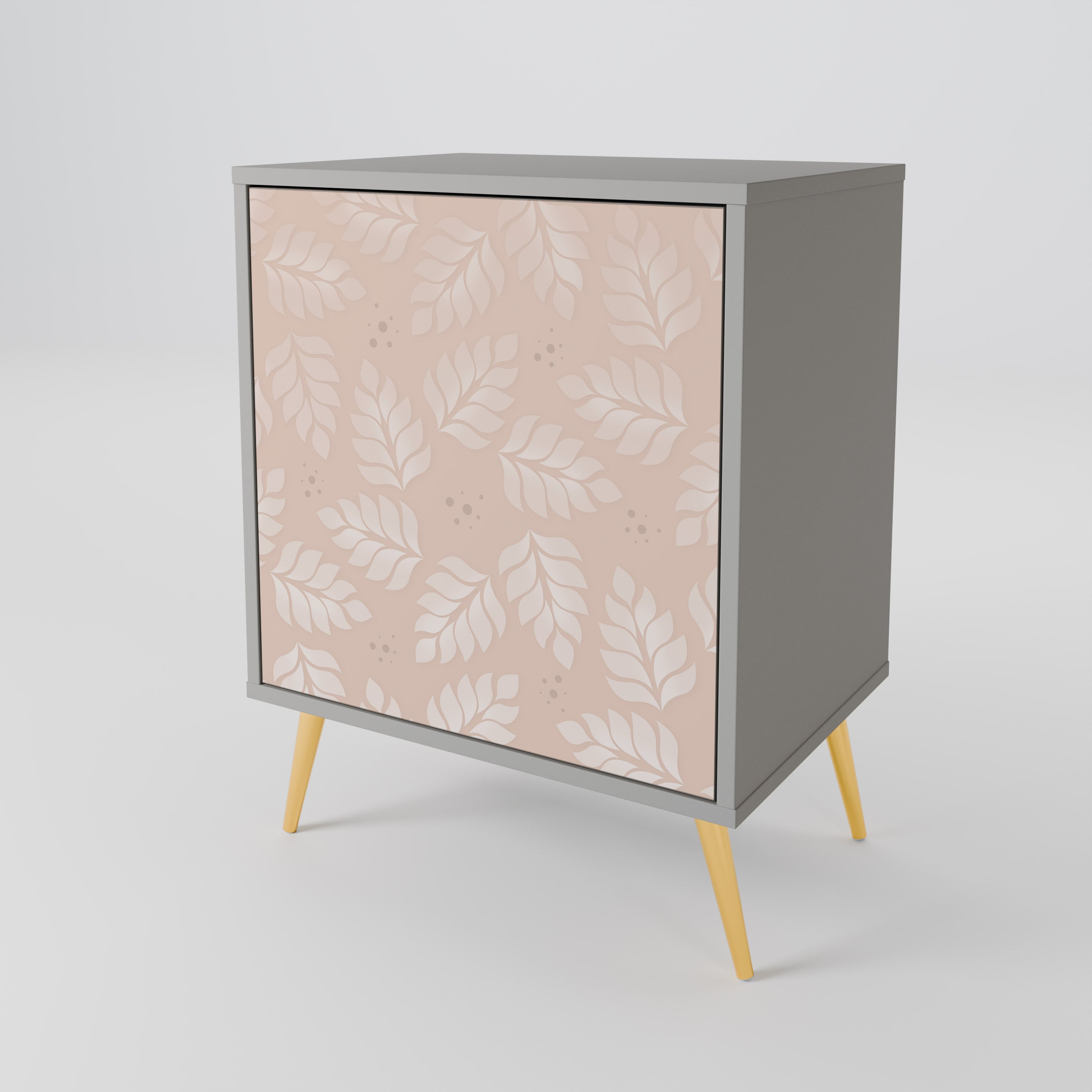 LEAVES ON BEIGE Sideboard mit 1 Tür in Grau