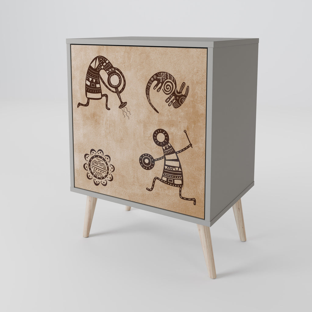 AFRICAN STYLE Sideboard mit 1 Tür in Grau