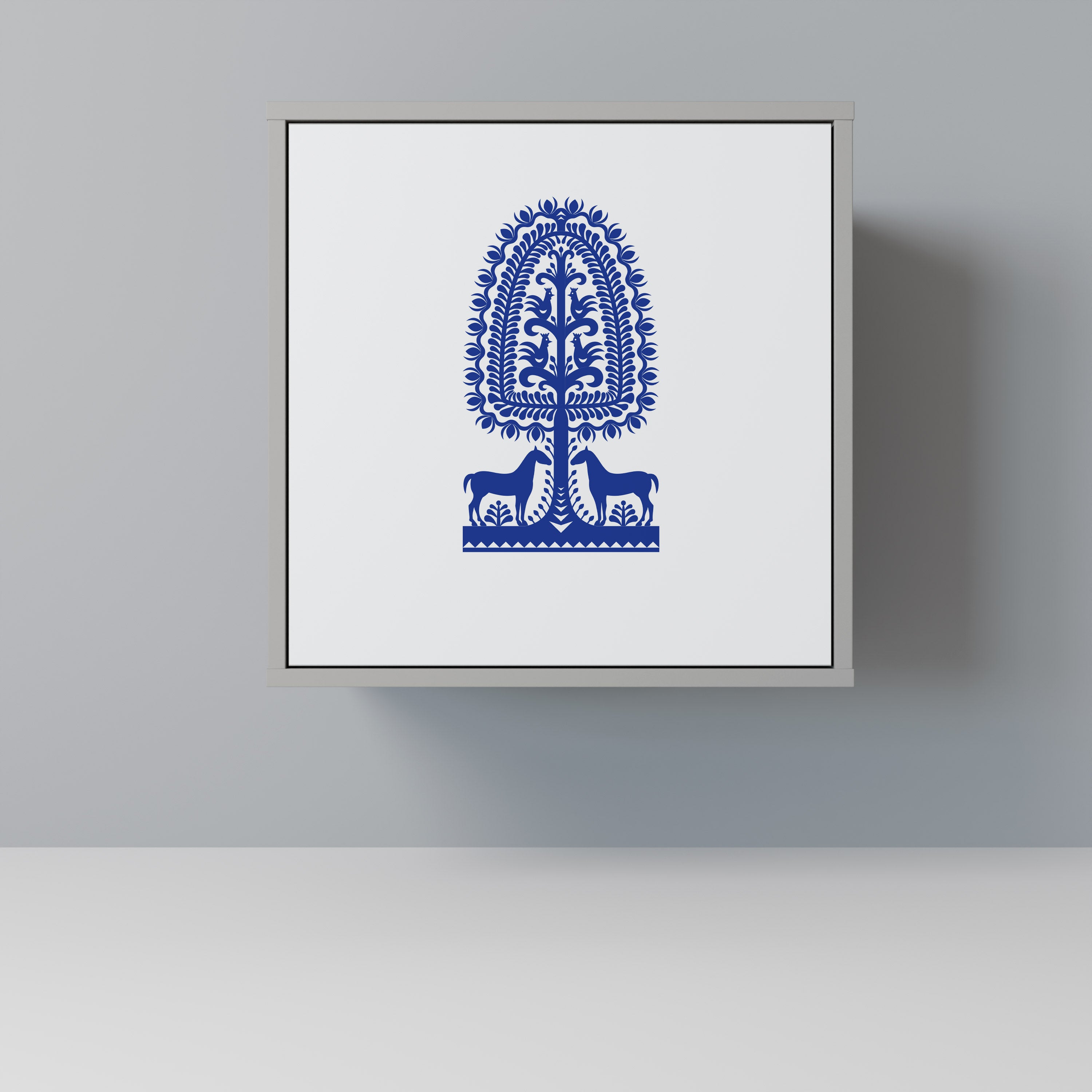 POLISH FOLK ART Sideboard mit 1 Tür in Grau