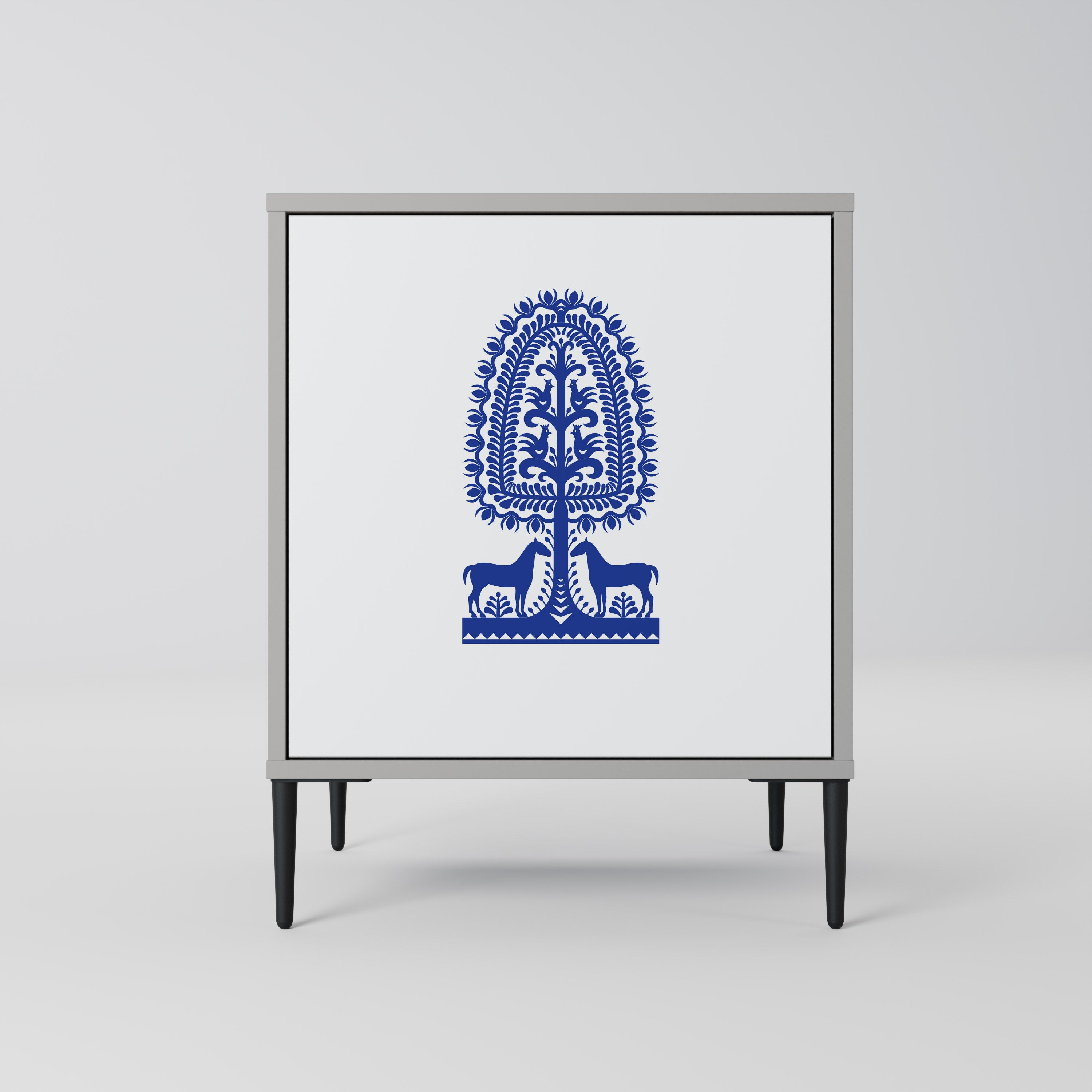 POLISH FOLK ART Sideboard mit 1 Tür in Grau