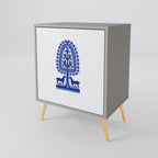 POLISH FOLK ART 1-Door Sideboard in Grey Finish