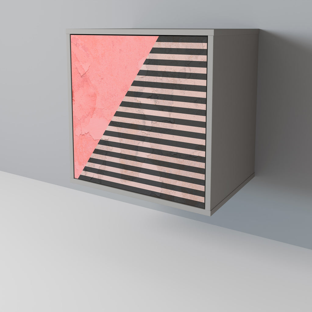 GLAMOROUS STRIPE 1-Door Sideboard in Grey Finish