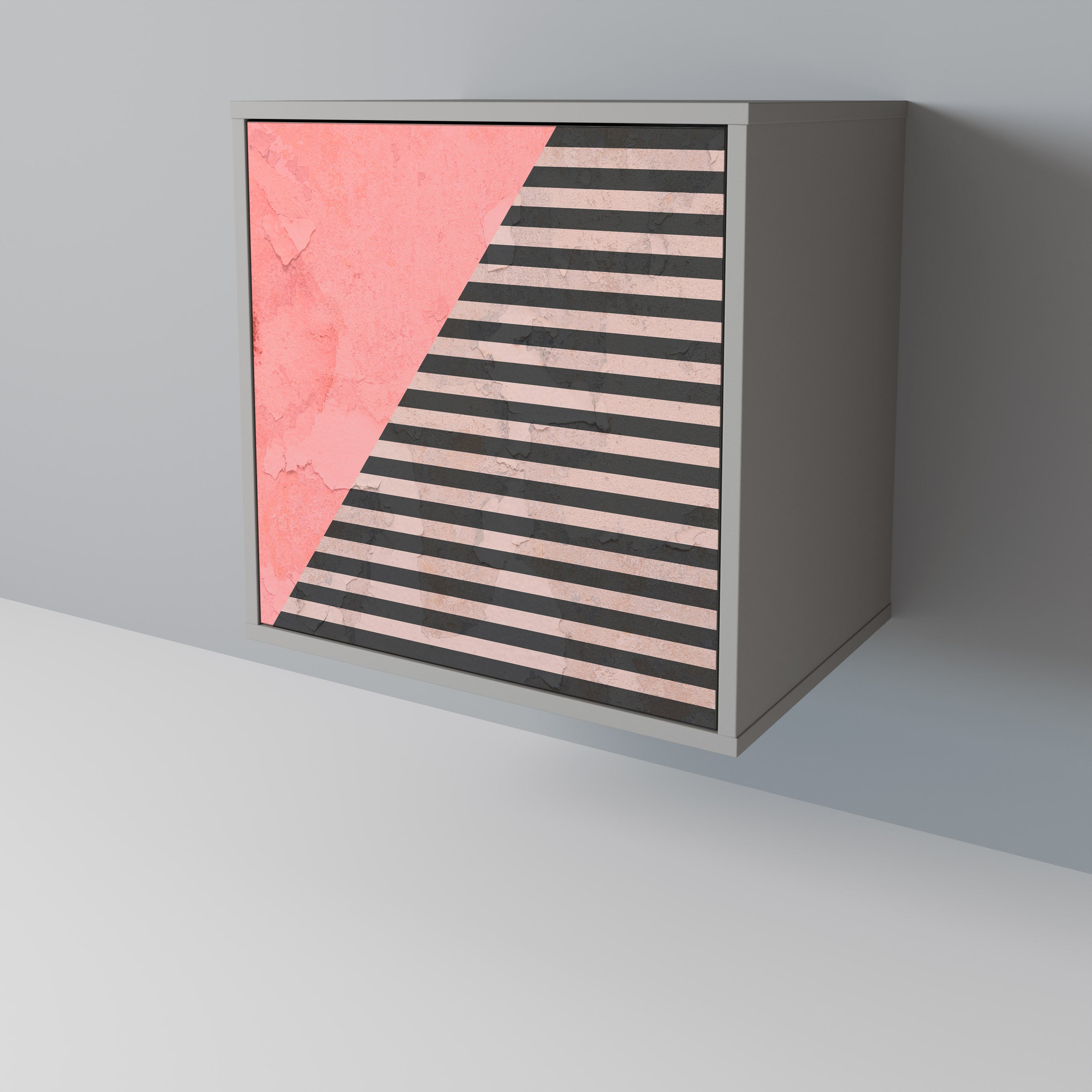 GLAMOROUS STRIPE 1-Door Sideboard in Grey Finish