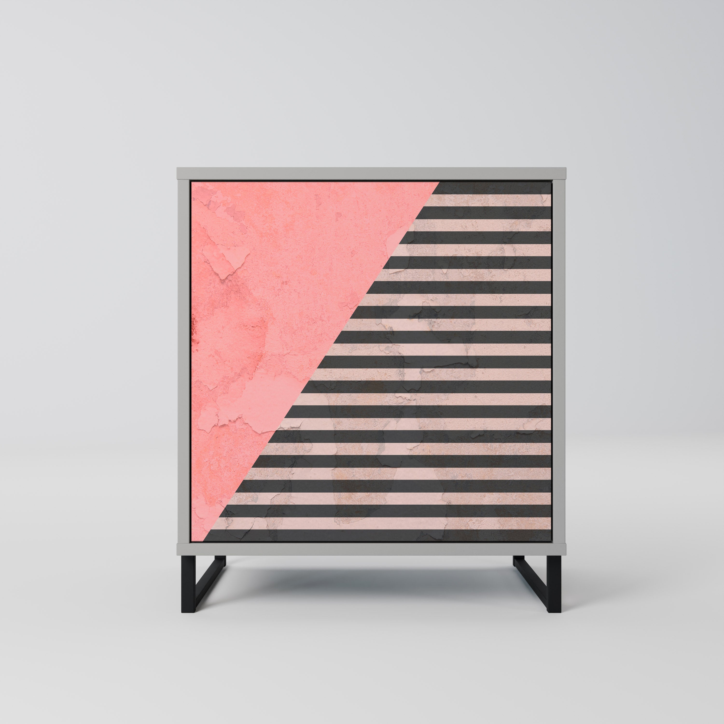 GLAMOROUS STRIPE Sideboard mit 1 Tür in Grau