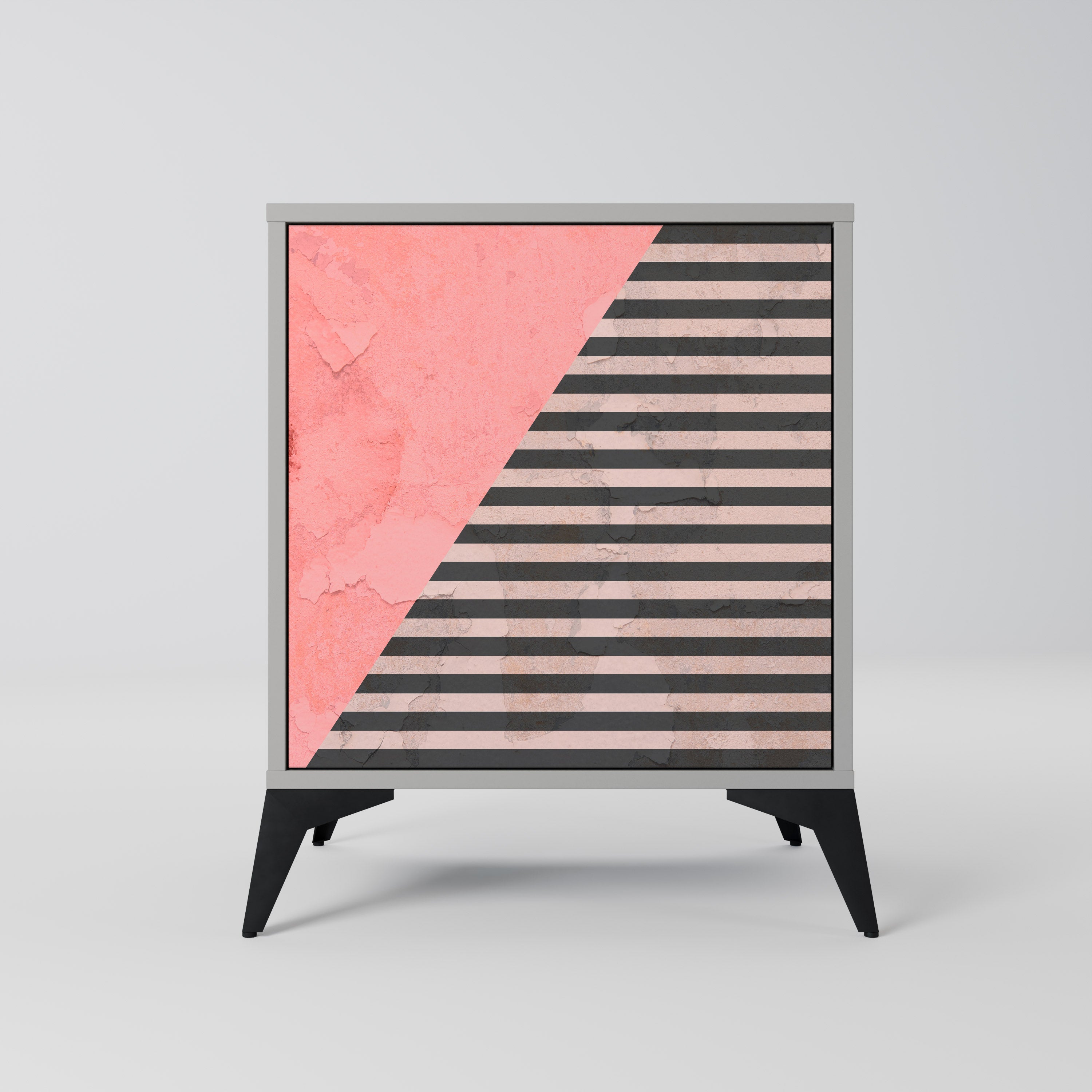 GLAMOROUS STRIPE Sideboard mit 1 Tür in Grau