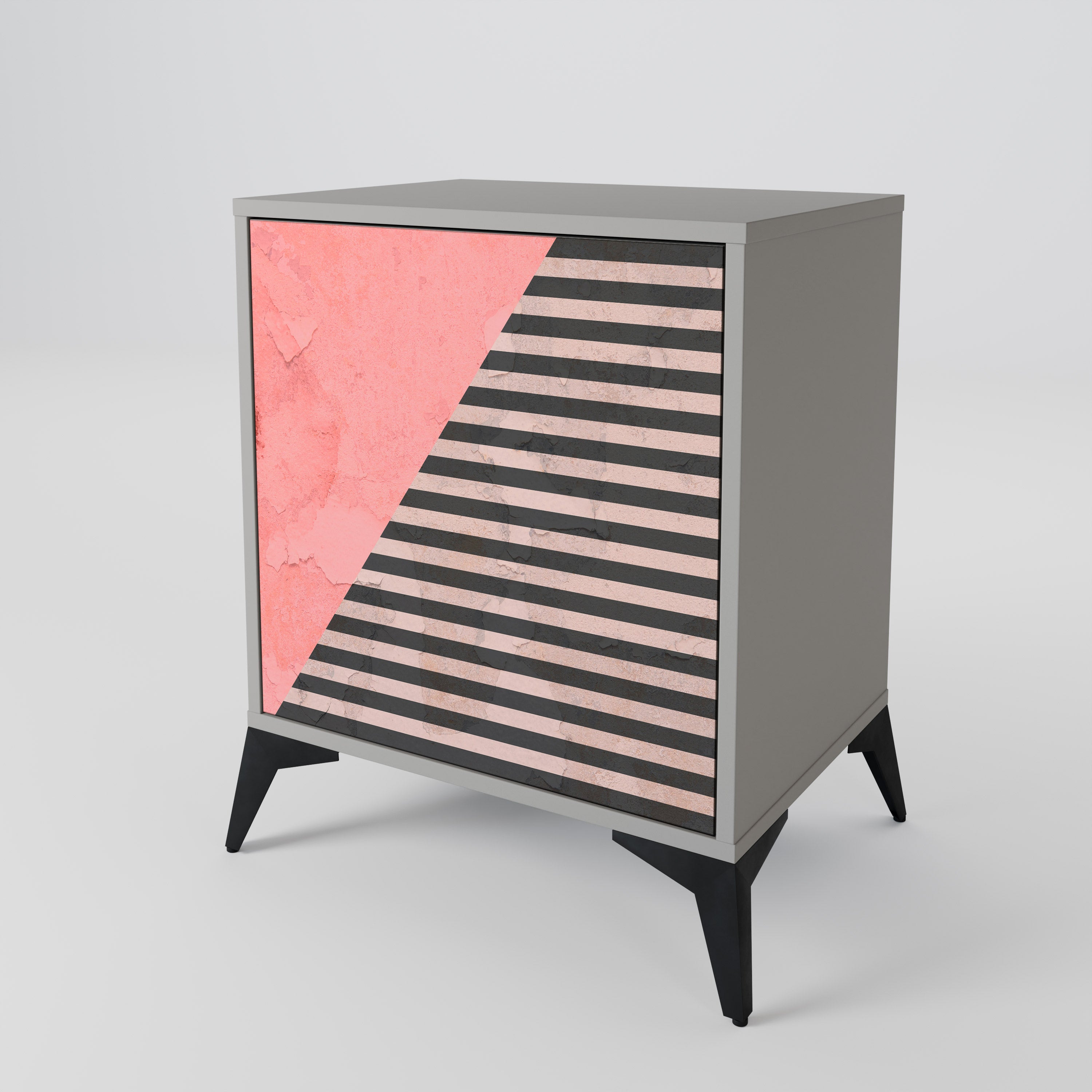 GLAMOROUS STRIPE Sideboard mit 1 Tür in Grau