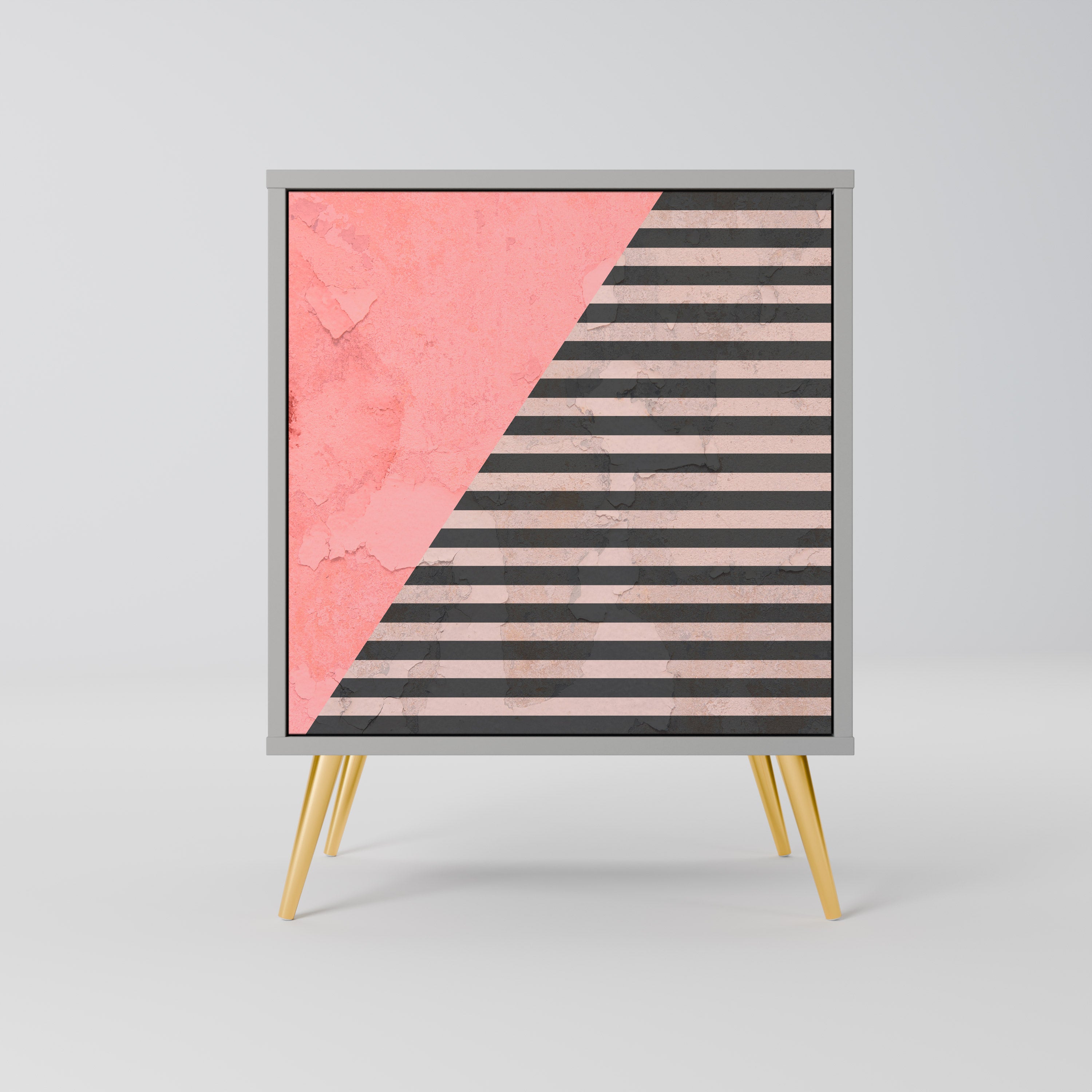 GLAMOROUS STRIPE Sideboard mit 1 Tür in Grau