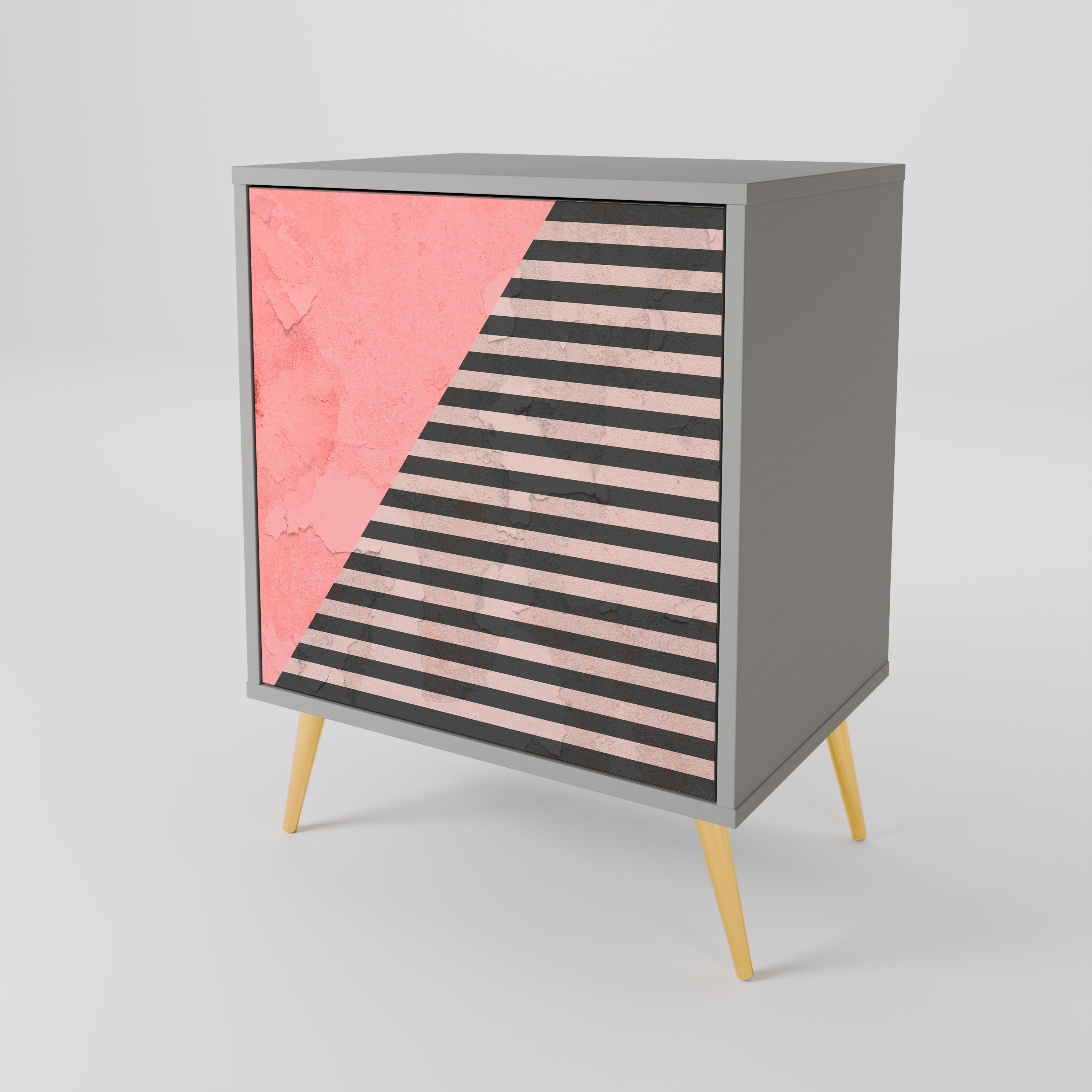 GLAMOROUS STRIPE Sideboard mit 1 Tür in Grau