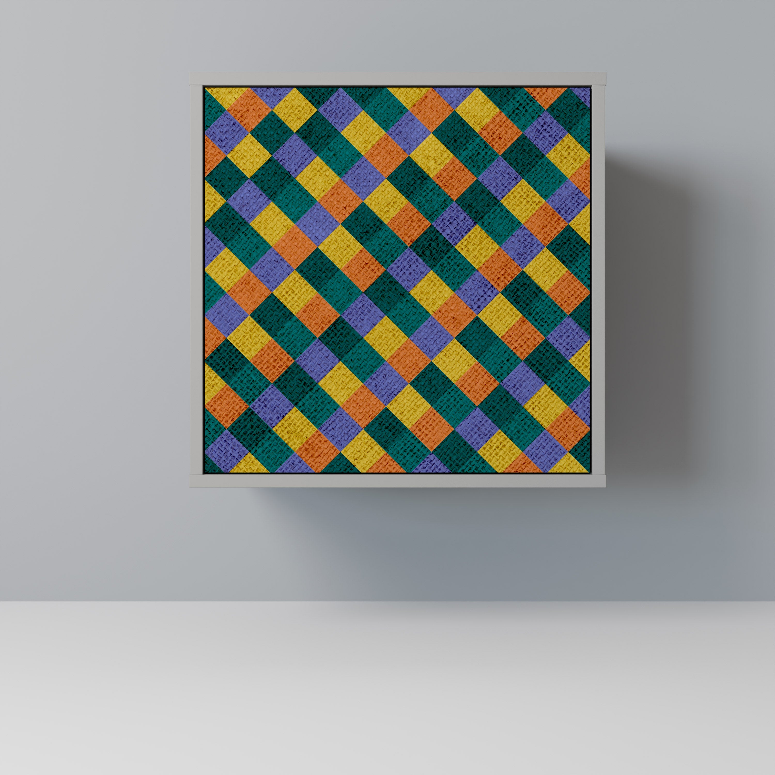 PAINTED SQUARES MIX Sideboard mit 1 Tür in Grau