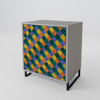 PAINTED SQUARES MIX Sideboard mit 1 Tür in Grau