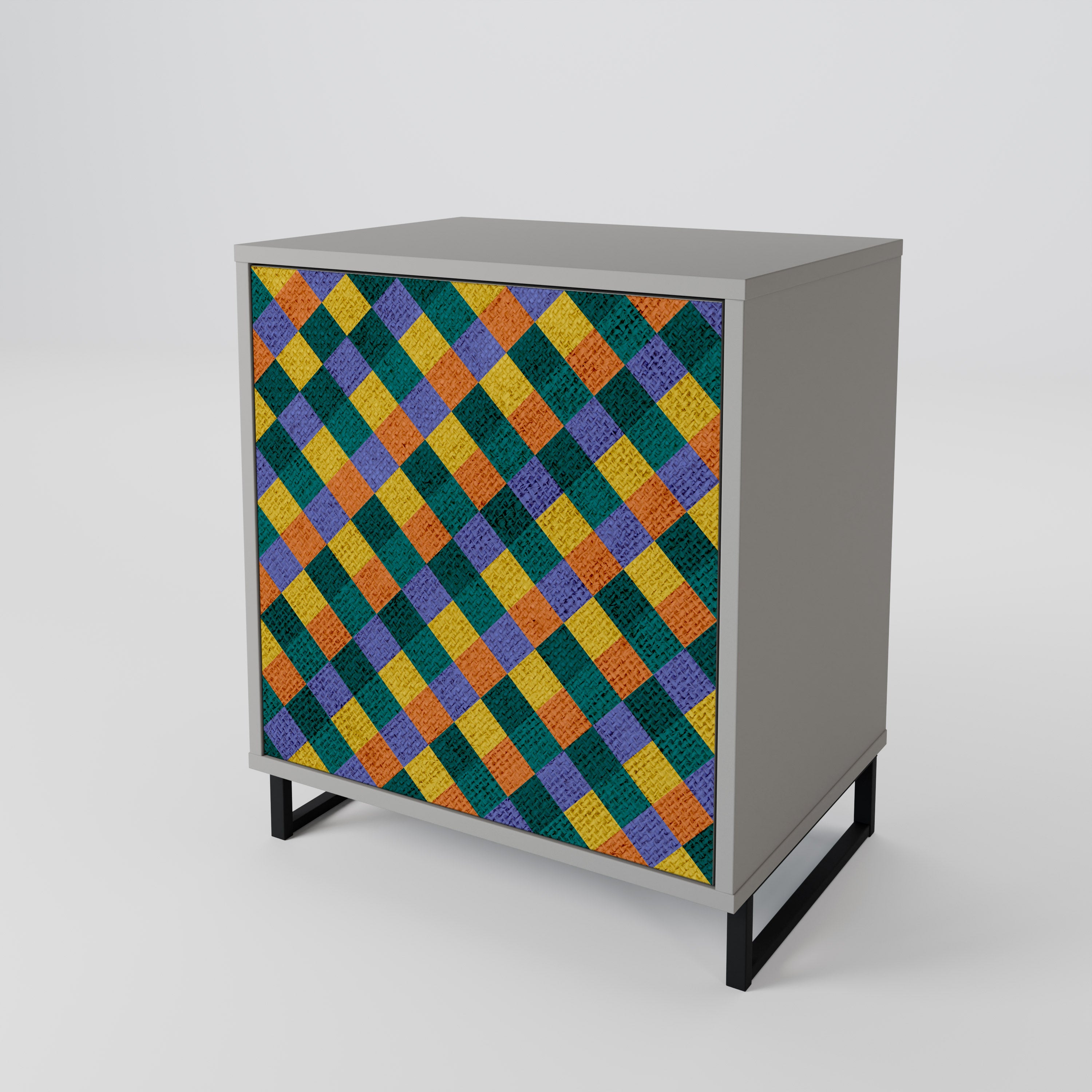 PAINTED SQUARES MIX Sideboard mit 1 Tür in Grau