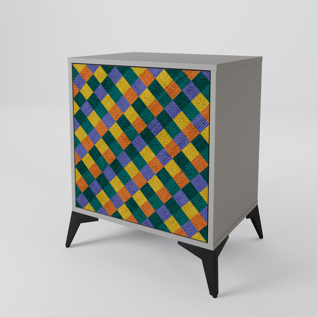 PAINTED SQUARES MIX Sideboard mit 1 Tür in Grau