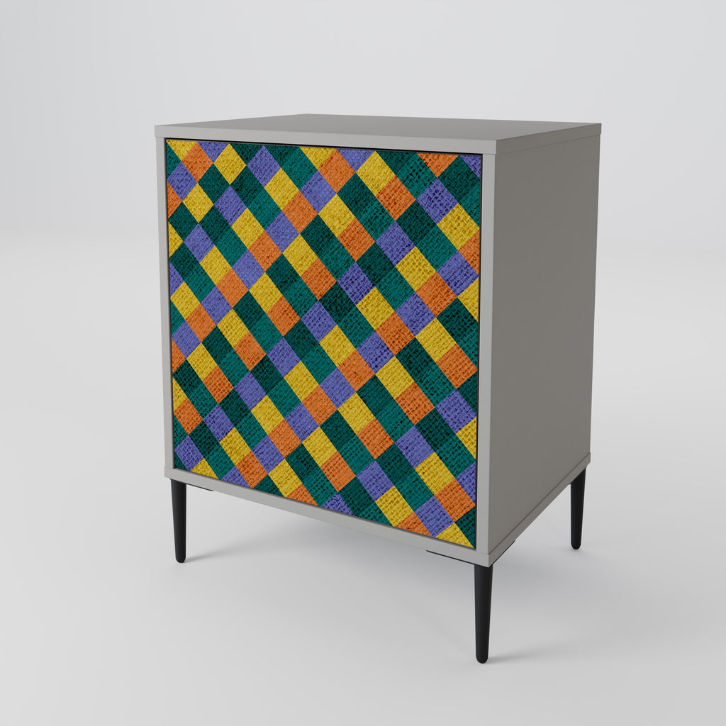 PAINTED SQUARES MIX Sideboard mit 1 Tür in Grau