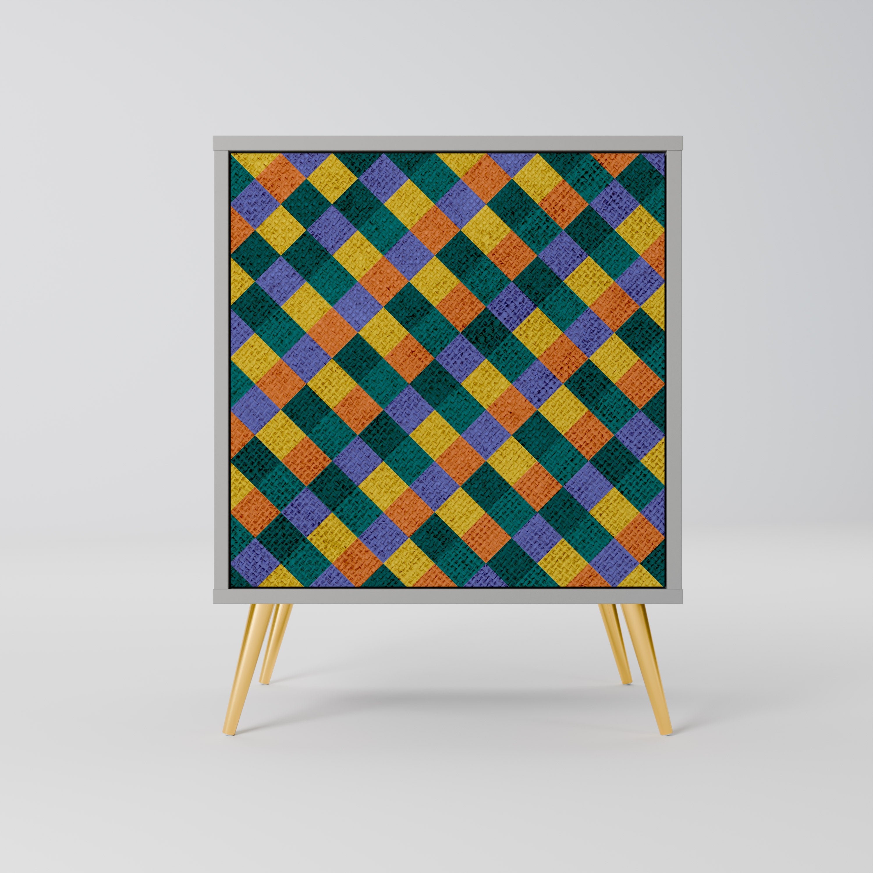 PAINTED SQUARES MIX Sideboard mit 1 Tür in Grau