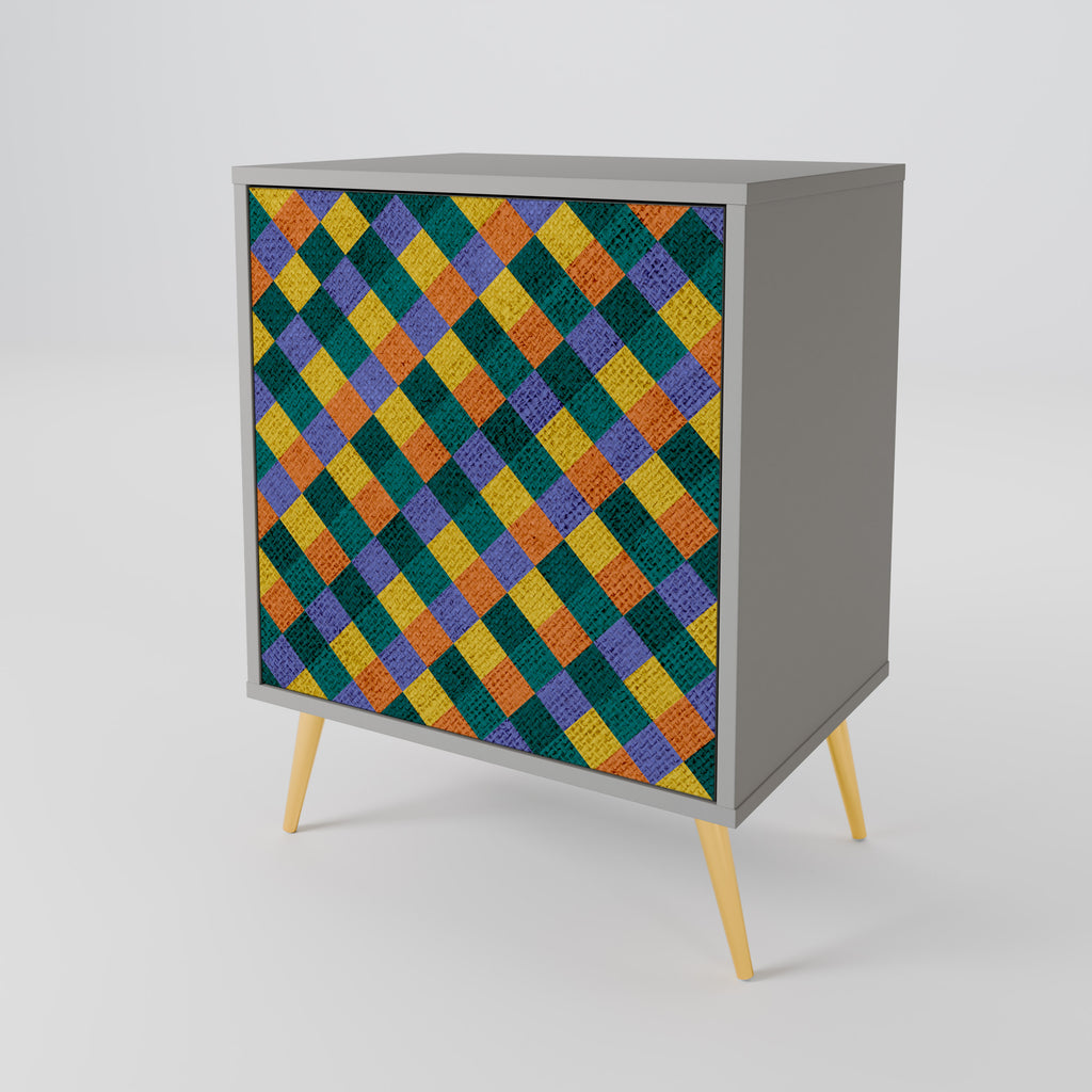 PAINTED SQUARES MIX Sideboard mit 1 Tür in Grau