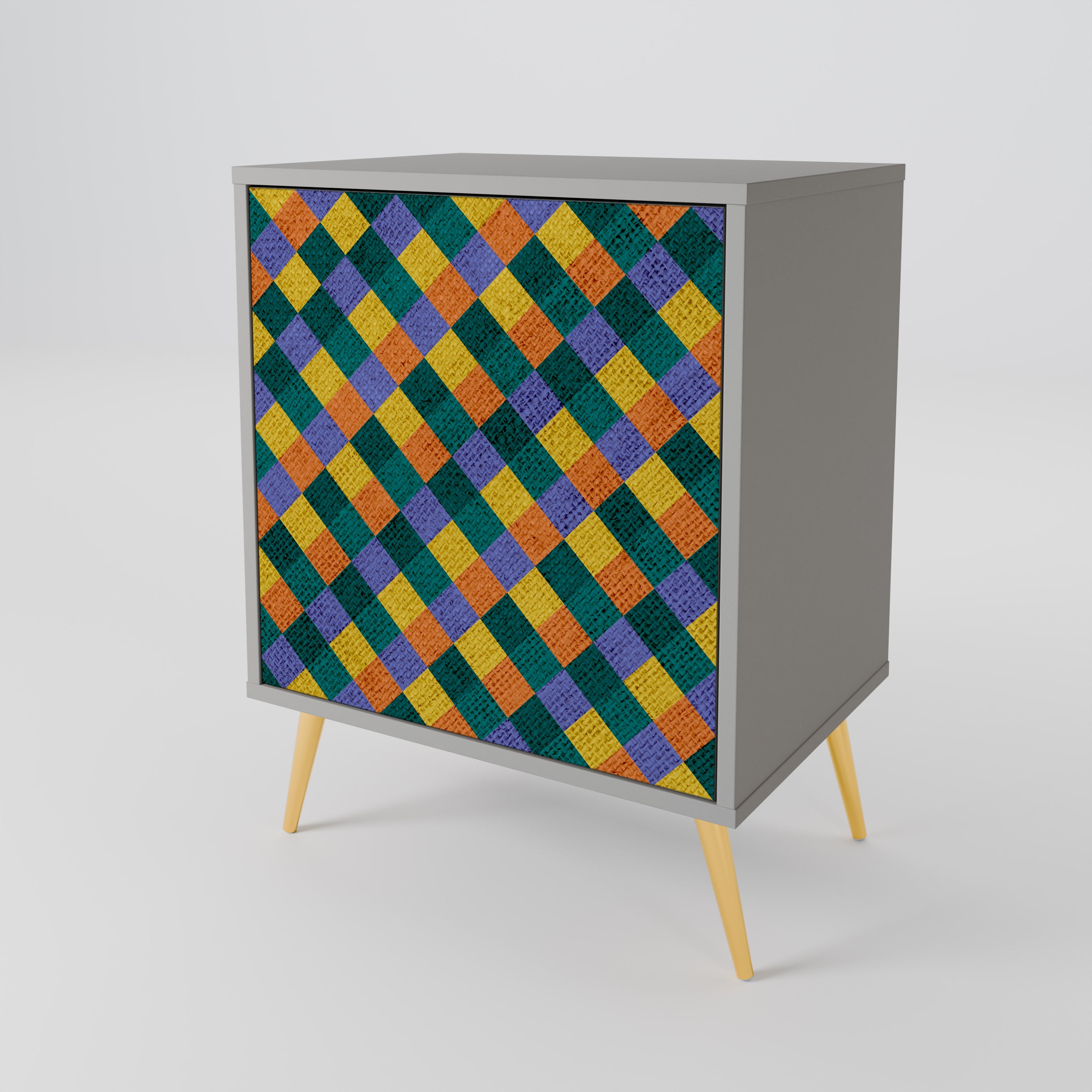 PAINTED SQUARES MIX Sideboard mit 1 Tür in Grau
