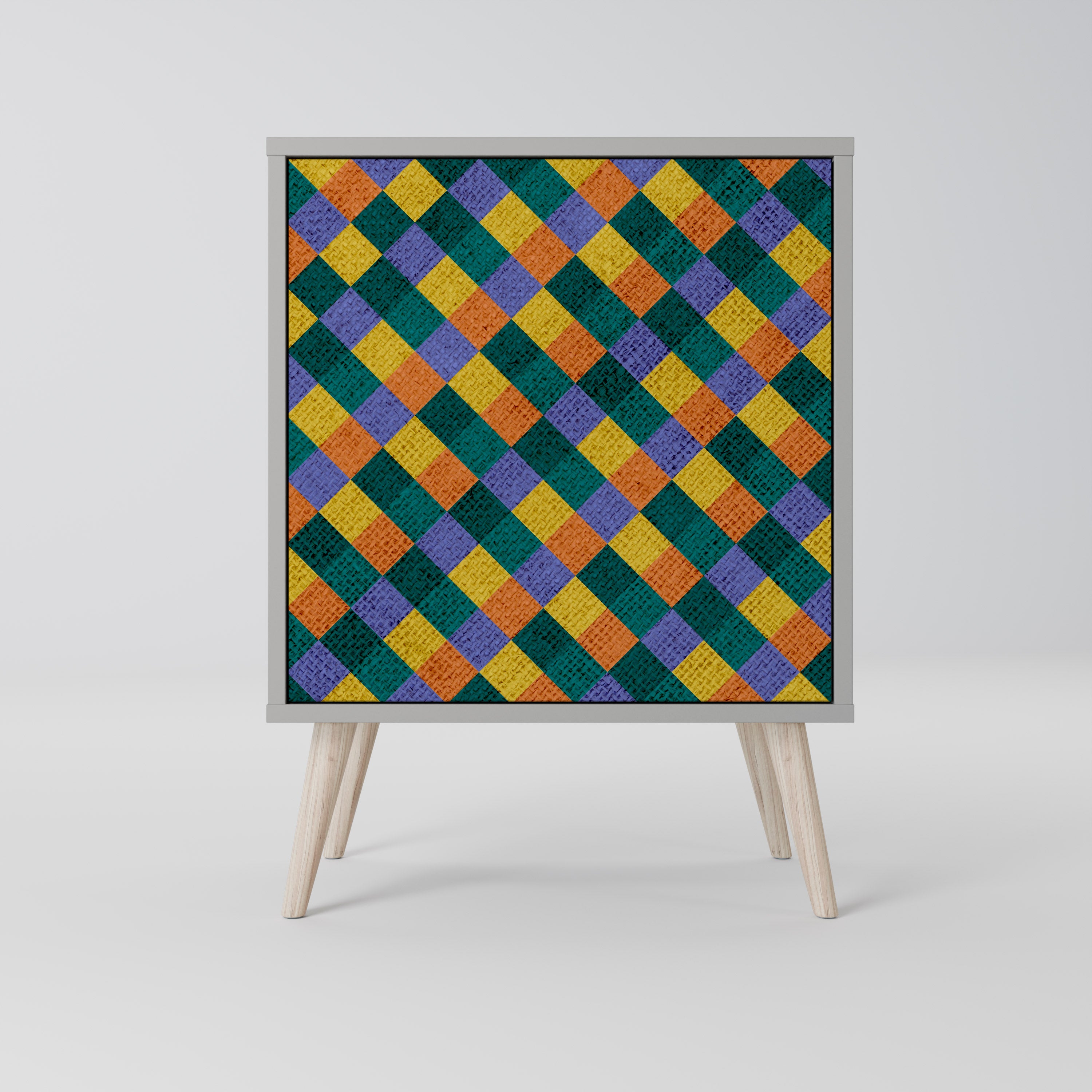 PAINTED SQUARES MIX Sideboard mit 1 Tür in Grau