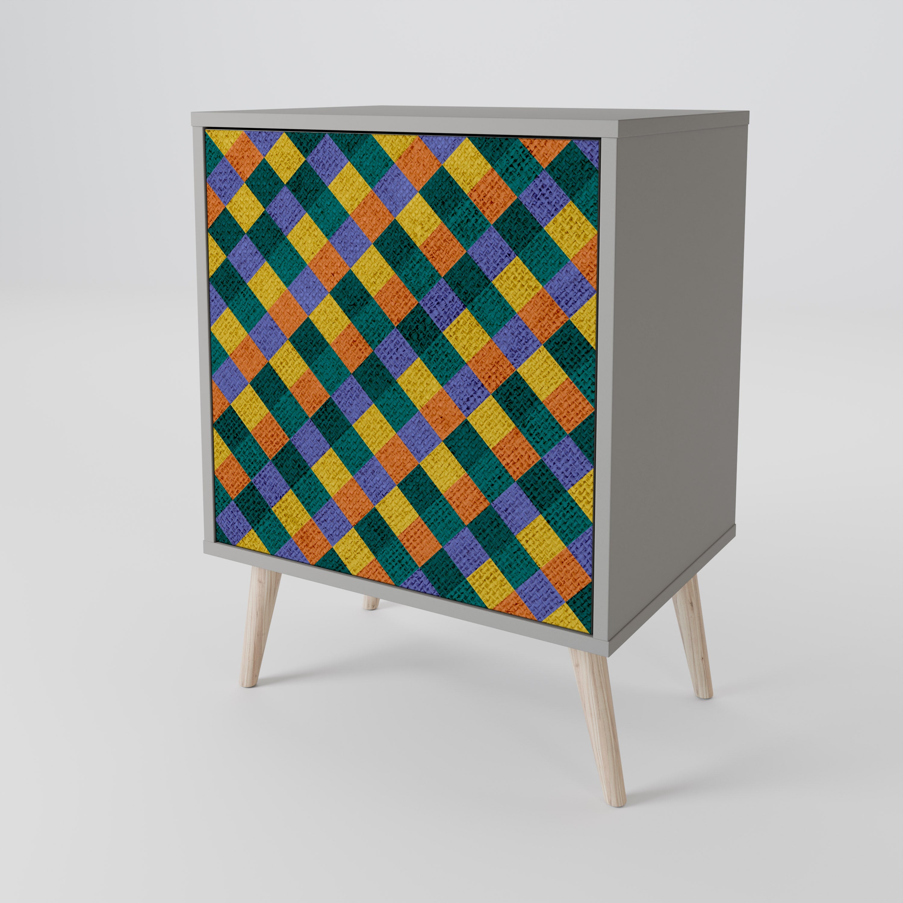 PAINTED SQUARES MIX Sideboard mit 1 Tür in Grau