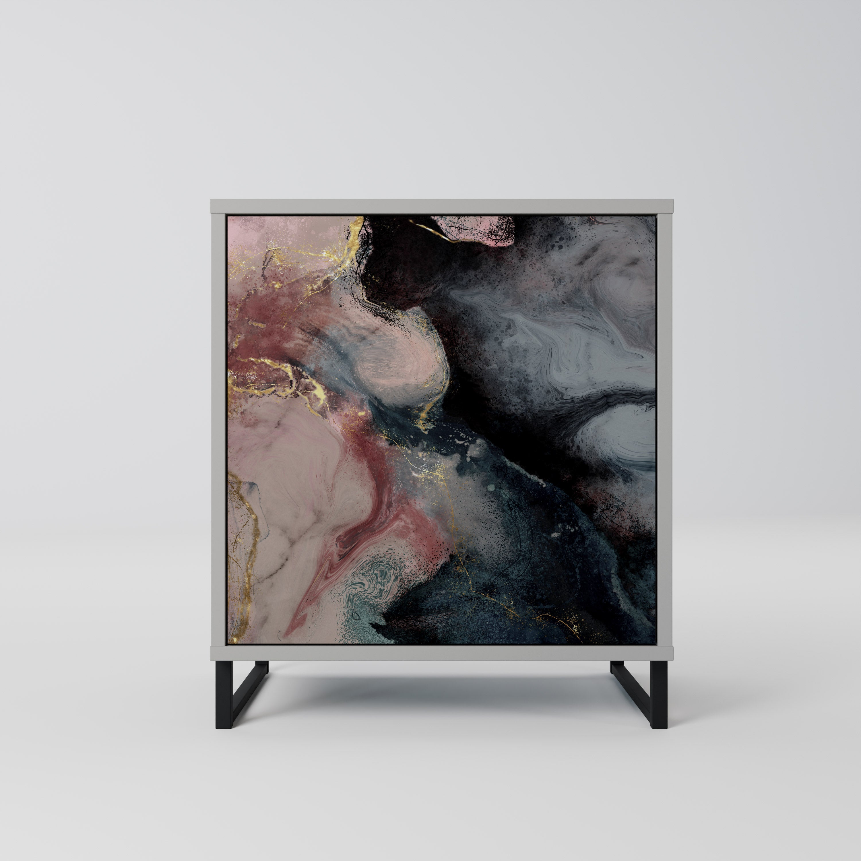 GILDED SWIRLS Sideboard mit 1 Tür in Grau