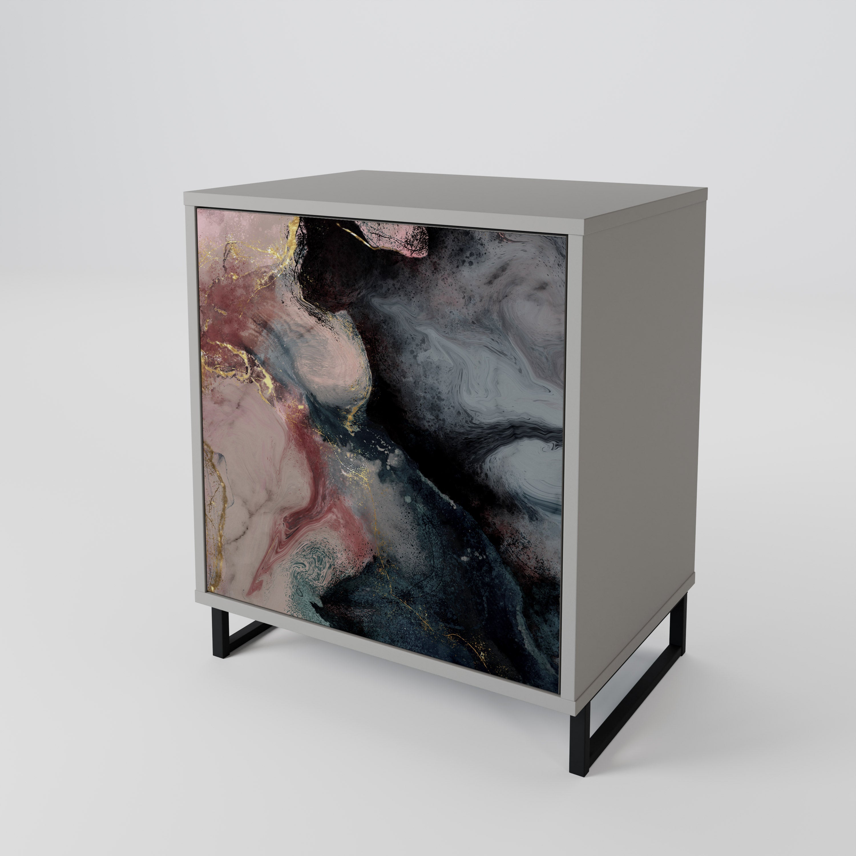 GILDED SWIRLS Sideboard mit 1 Tür in Grau