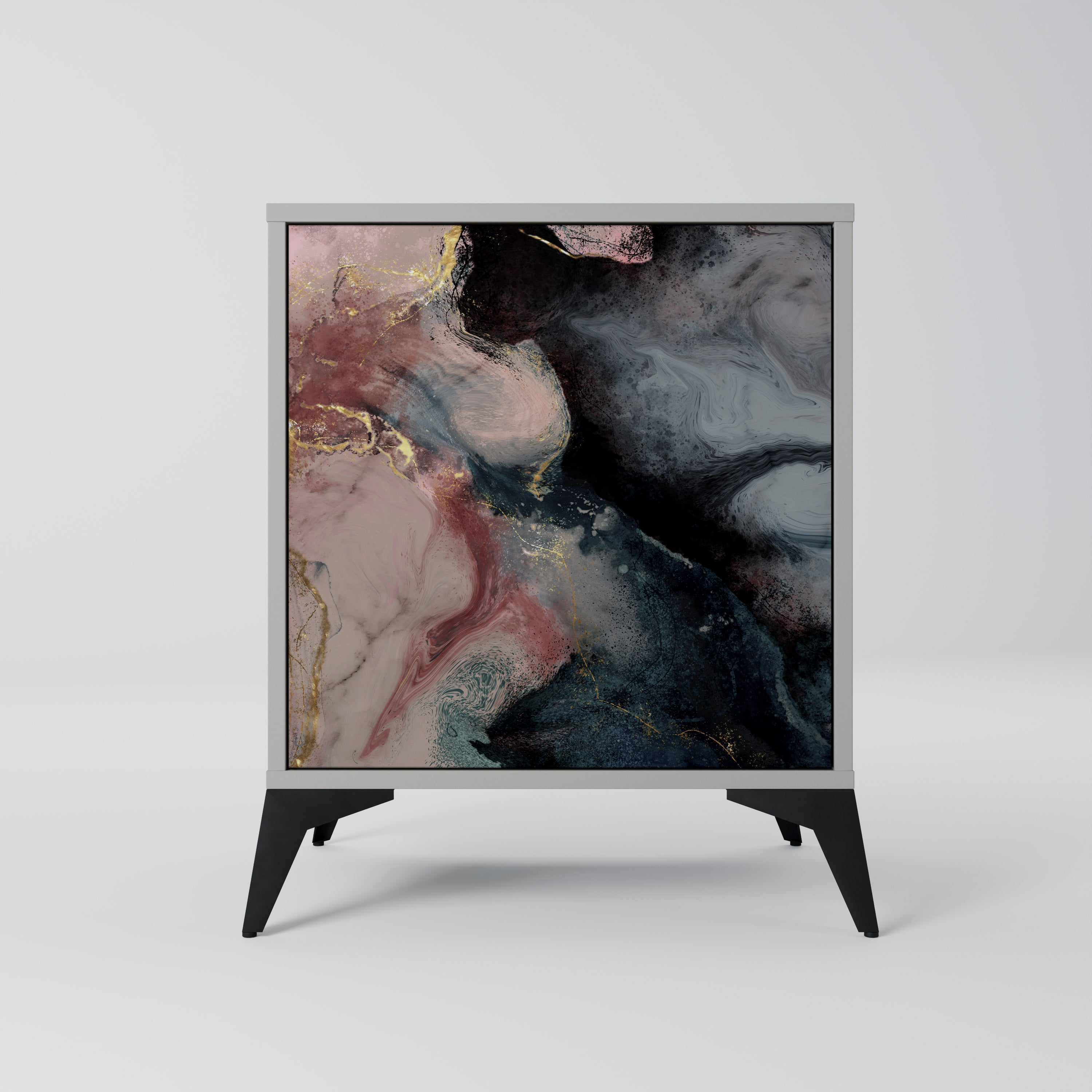 GILDED SWIRLS Sideboard mit 1 Tür in Grau