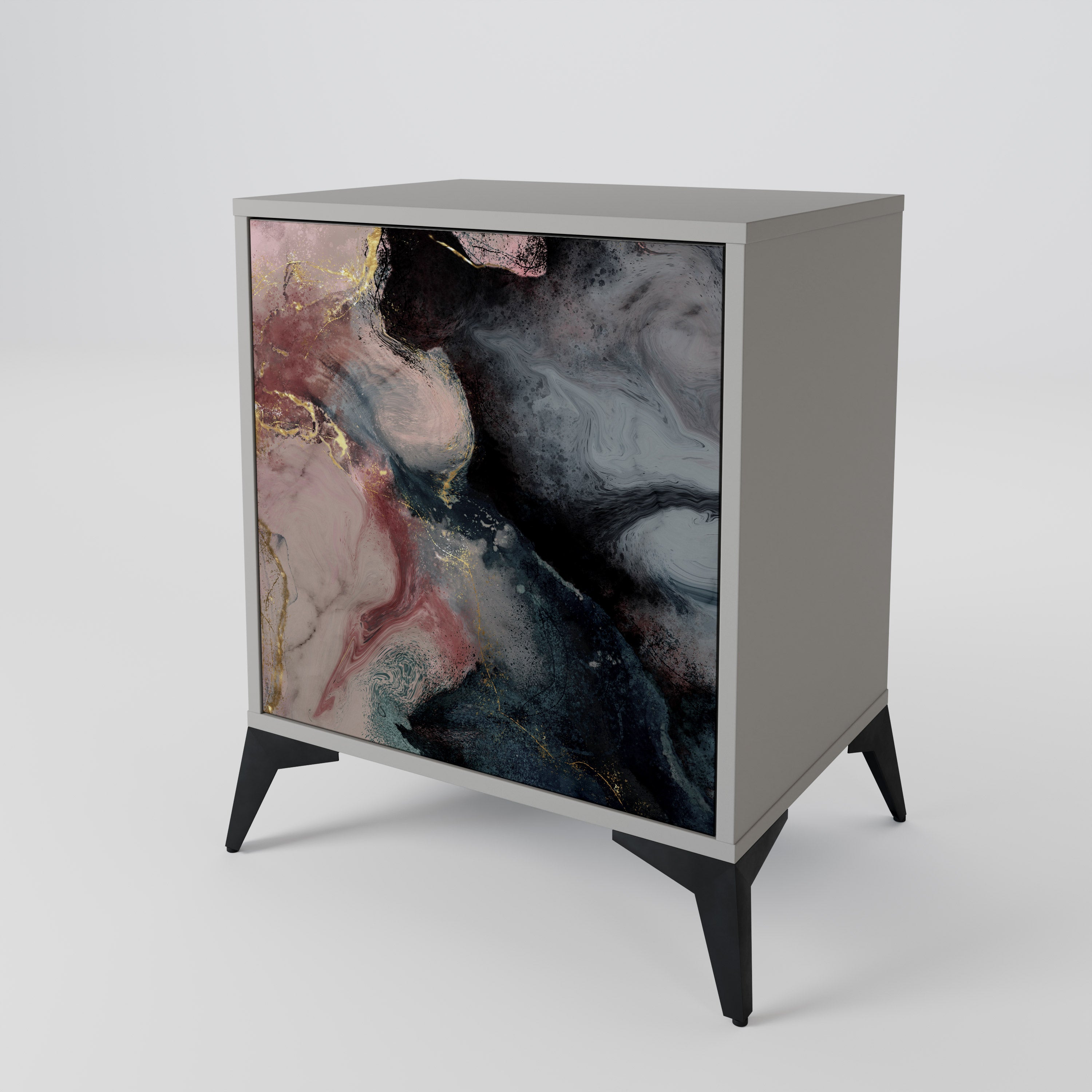 GILDED SWIRLS Sideboard mit 1 Tür in Grau