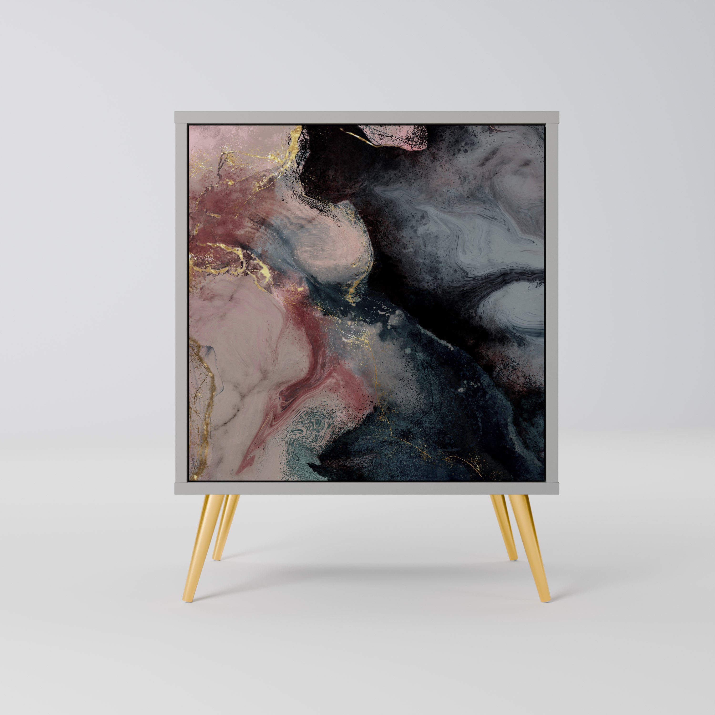 GILDED SWIRLS Sideboard mit 1 Tür in Grau