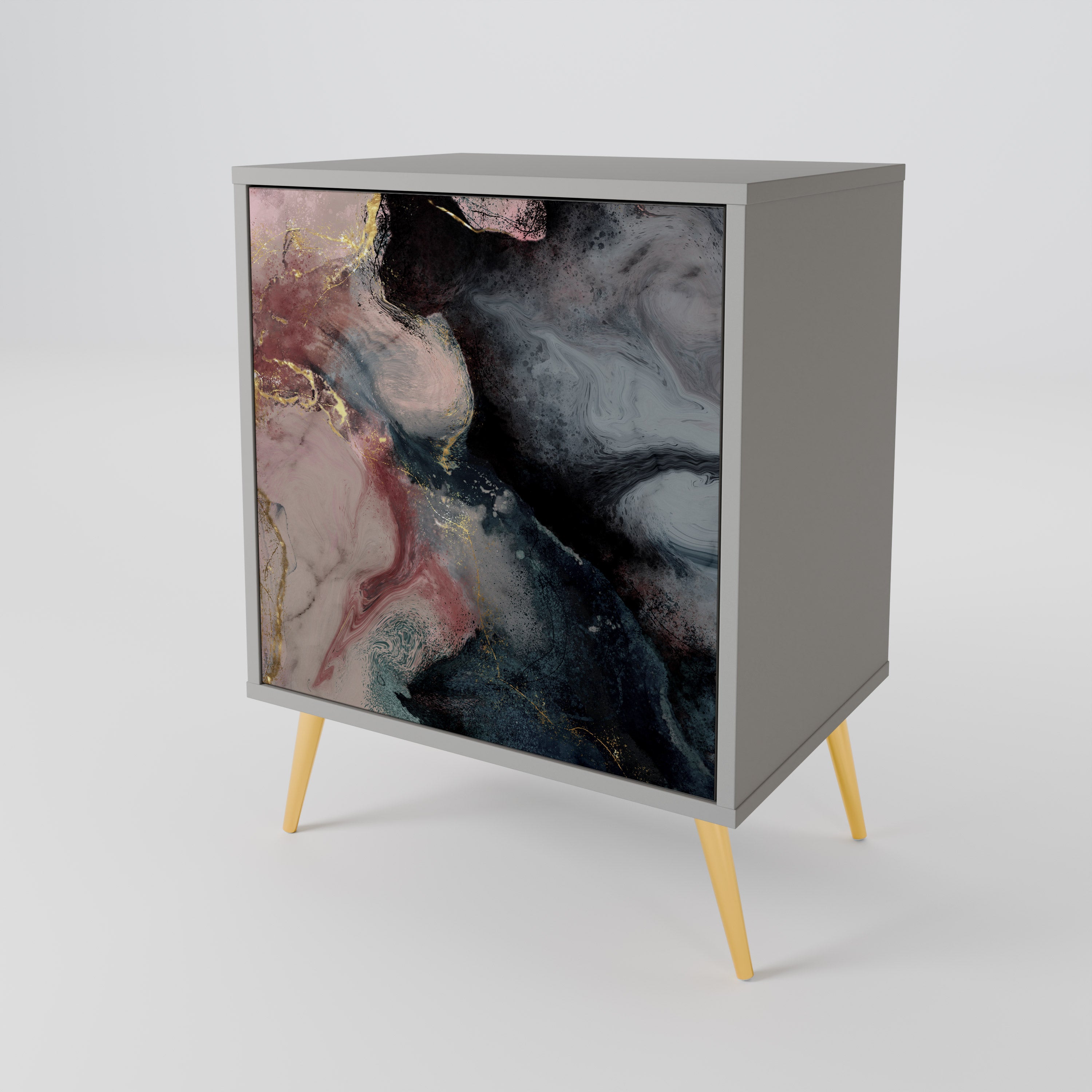 GILDED SWIRLS Sideboard mit 1 Tür in Grau