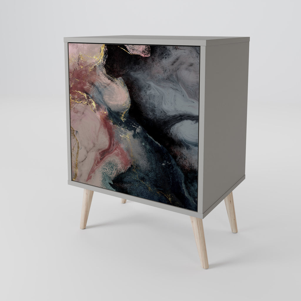 GILDED SWIRLS Sideboard mit 1 Tür in Grau