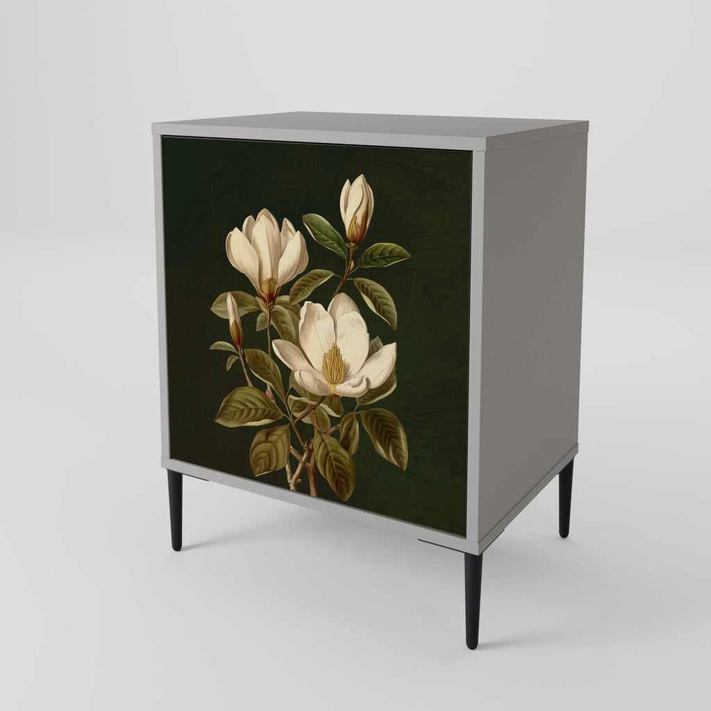 FLORAL NOIR 1-Door Sideboard in Grey Finish
