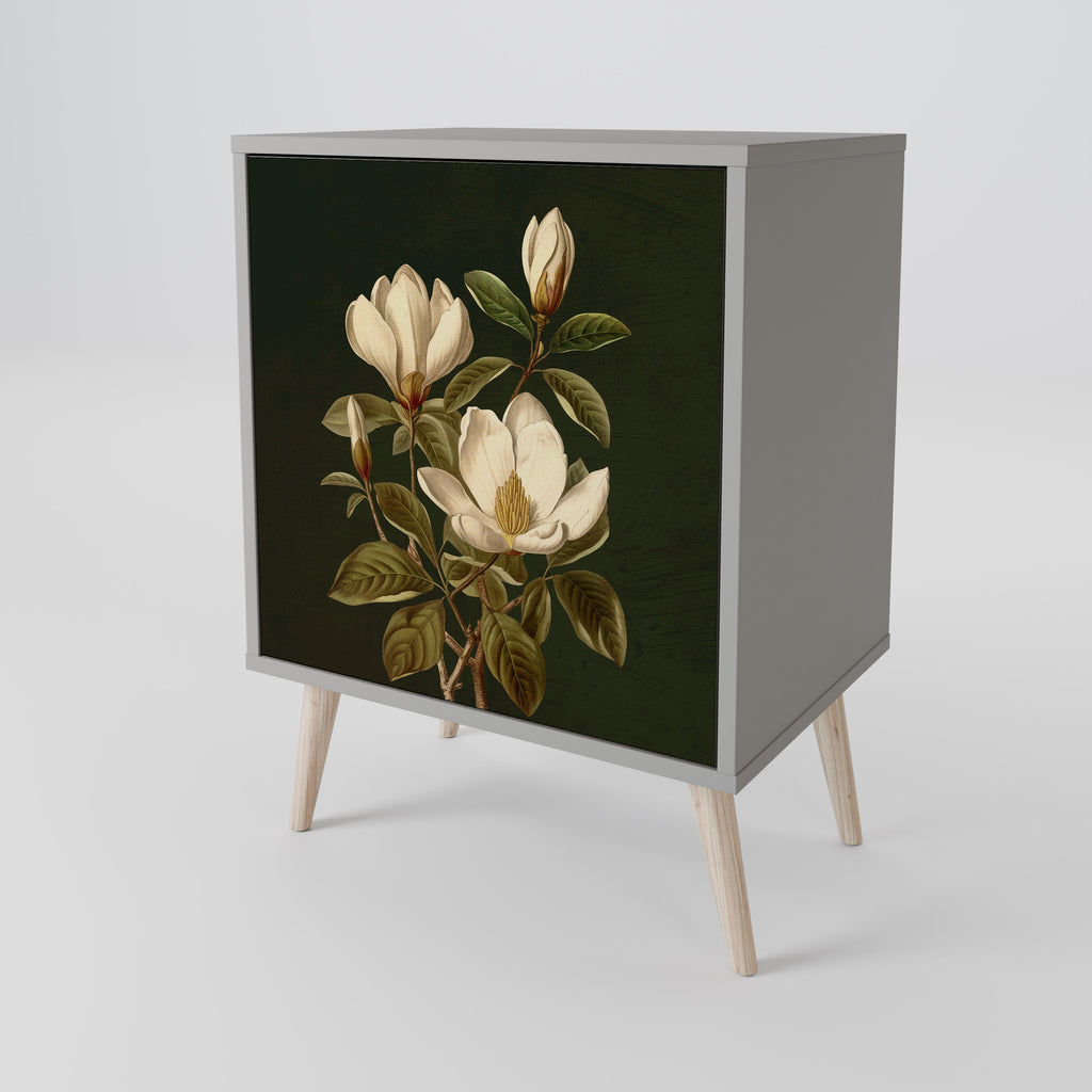 FLORAL NOIR 1-Door Sideboard in Grey Finish