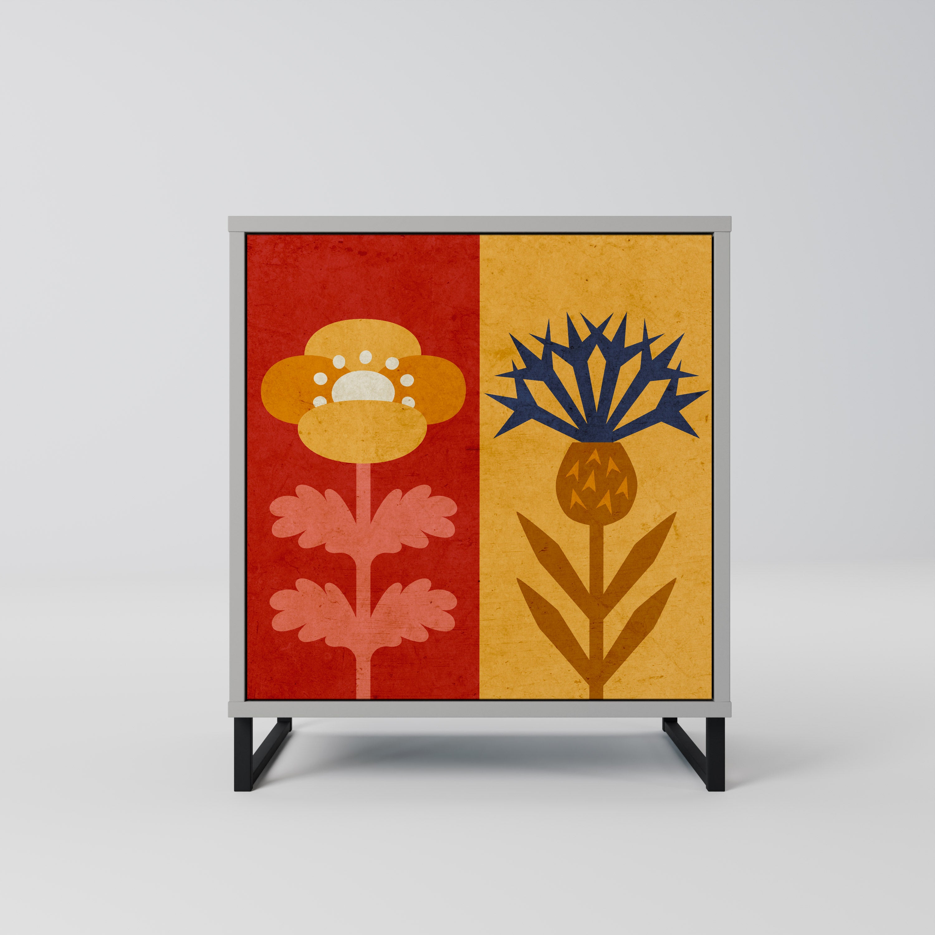 SCANDIC FLOWERET Sideboard mit 1 Tür in Grau