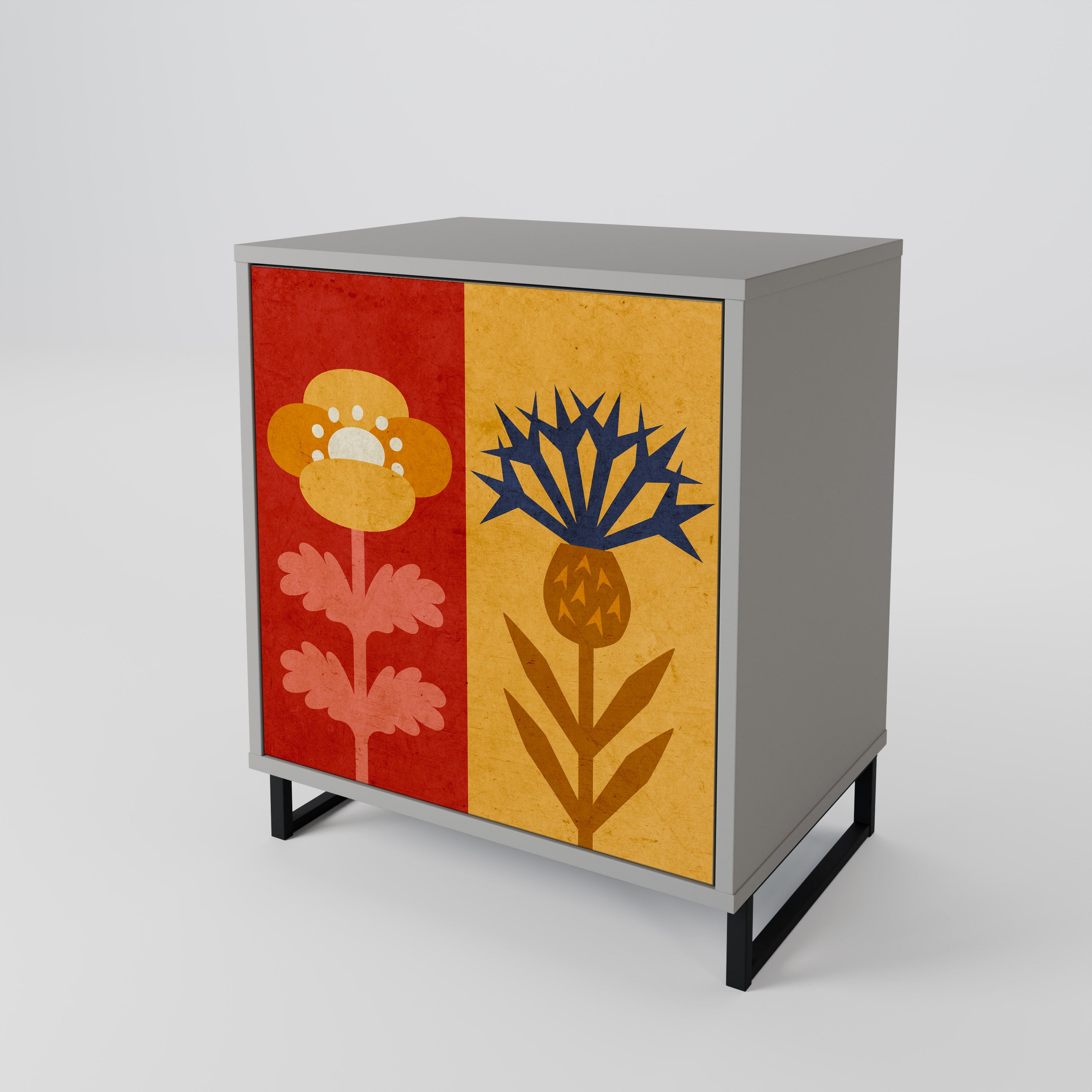 SCANDIC FLOWERET Sideboard mit 1 Tür in Grau