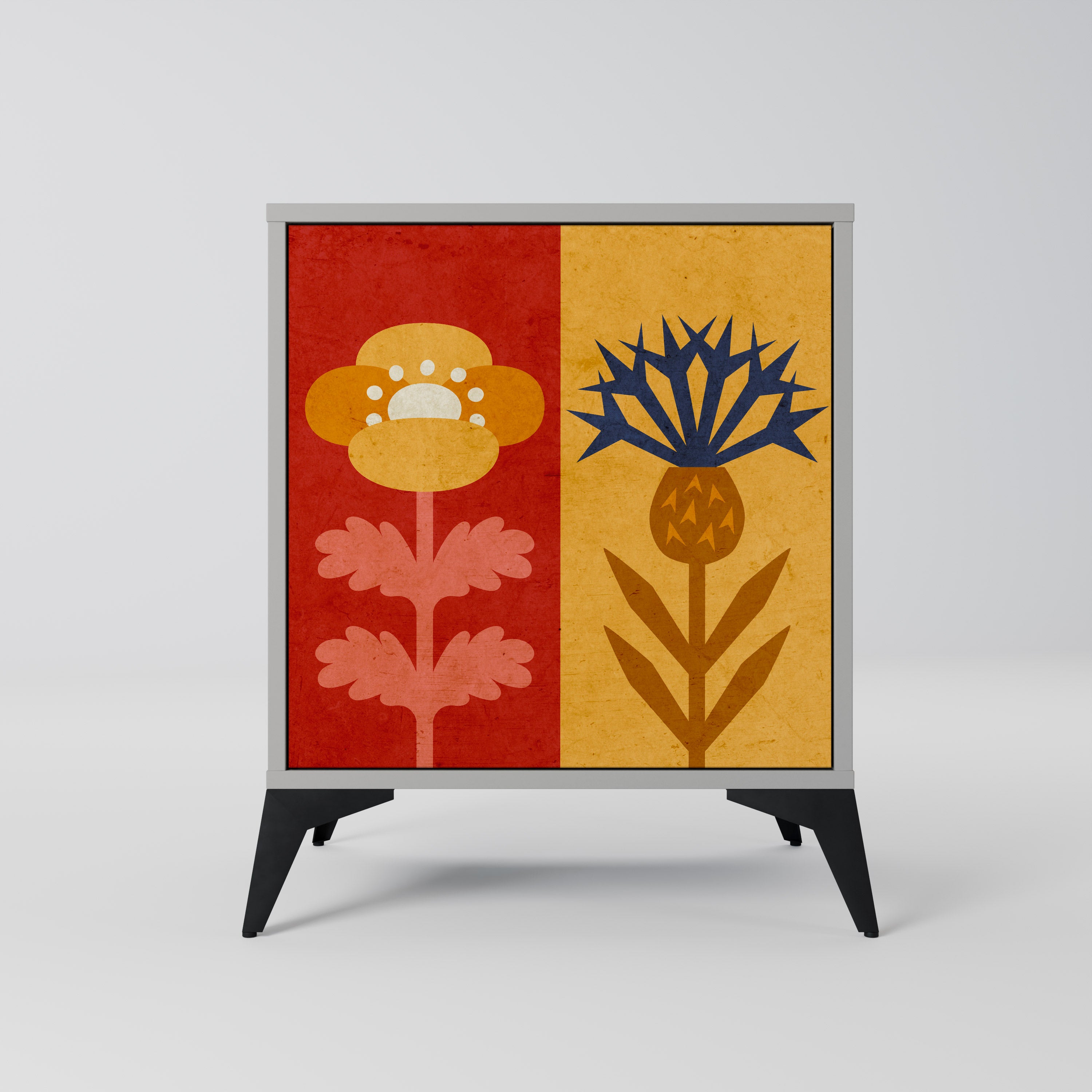 SCANDIC FLOWERET Sideboard mit 1 Tür in Grau