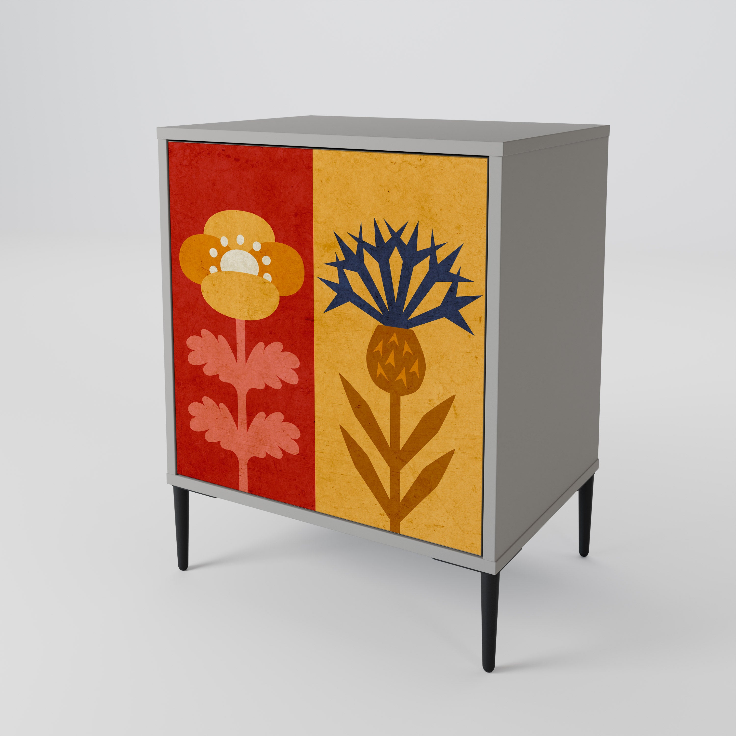 SCANDIC FLOWERET Sideboard mit 1 Tür in Grau