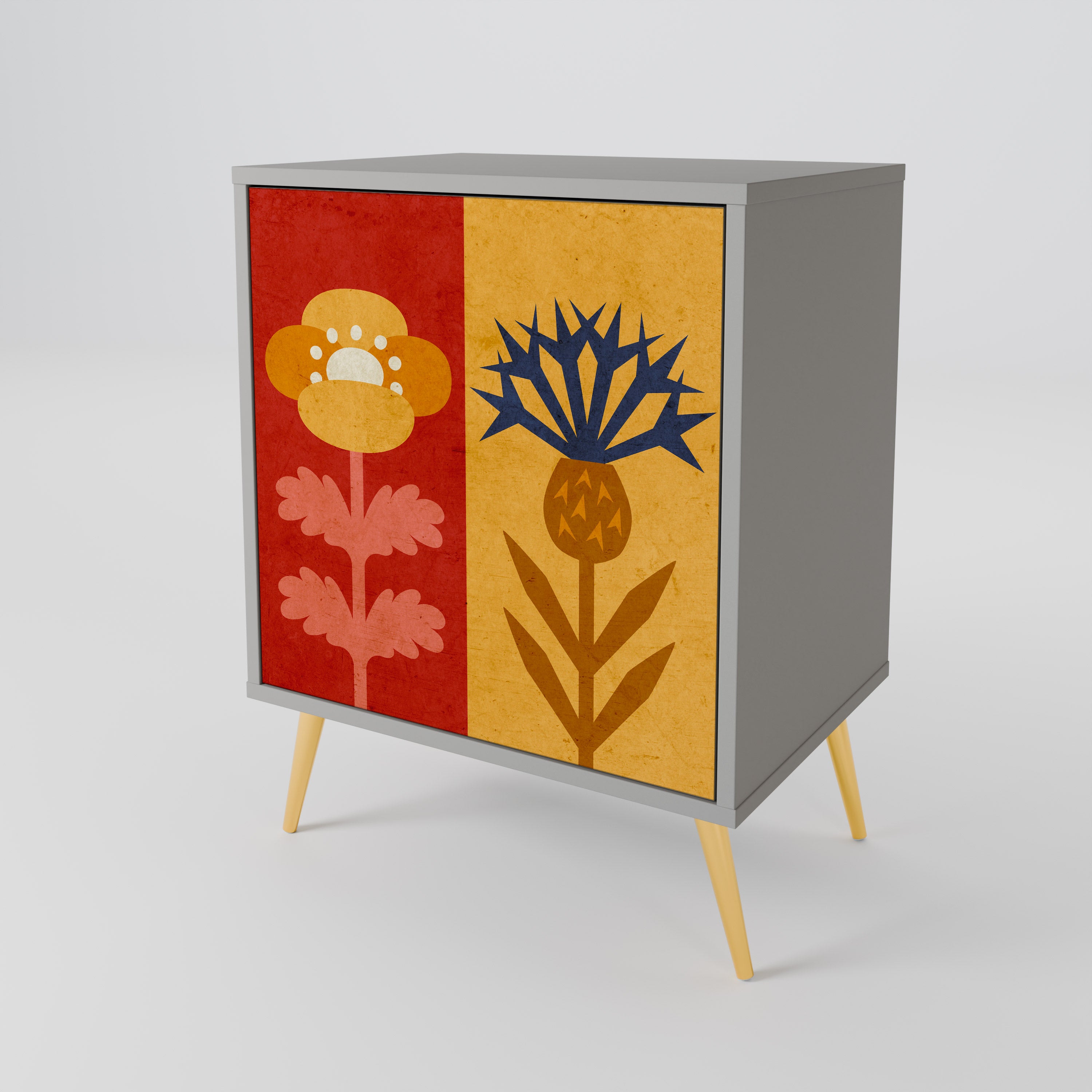 SCANDIC FLOWERET Sideboard mit 1 Tür in Grau