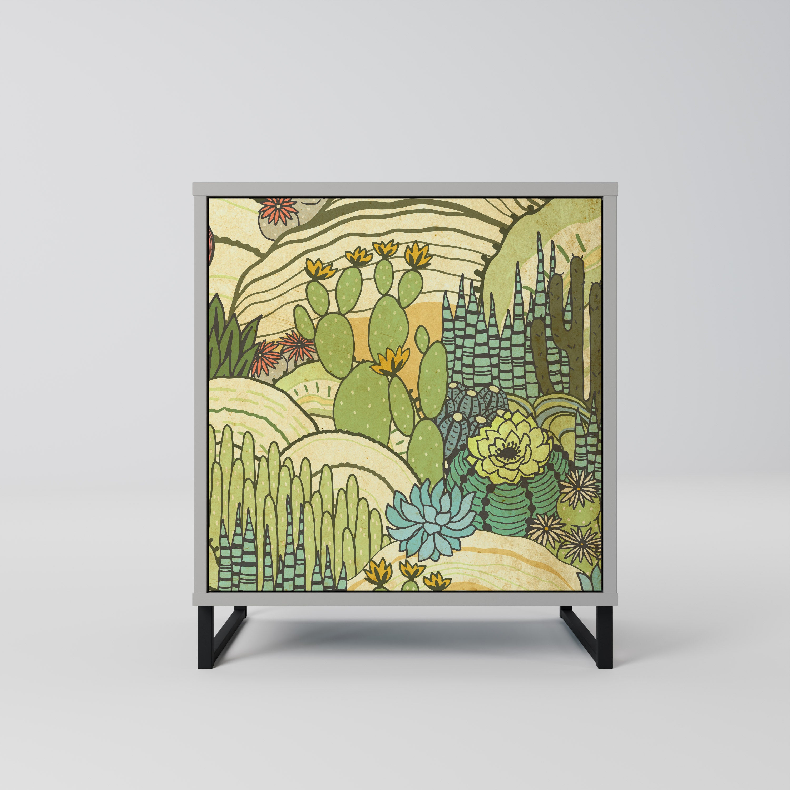 SUCCULENTS KALEIDOSCOPE Sideboard mit 1 Tür in Grau