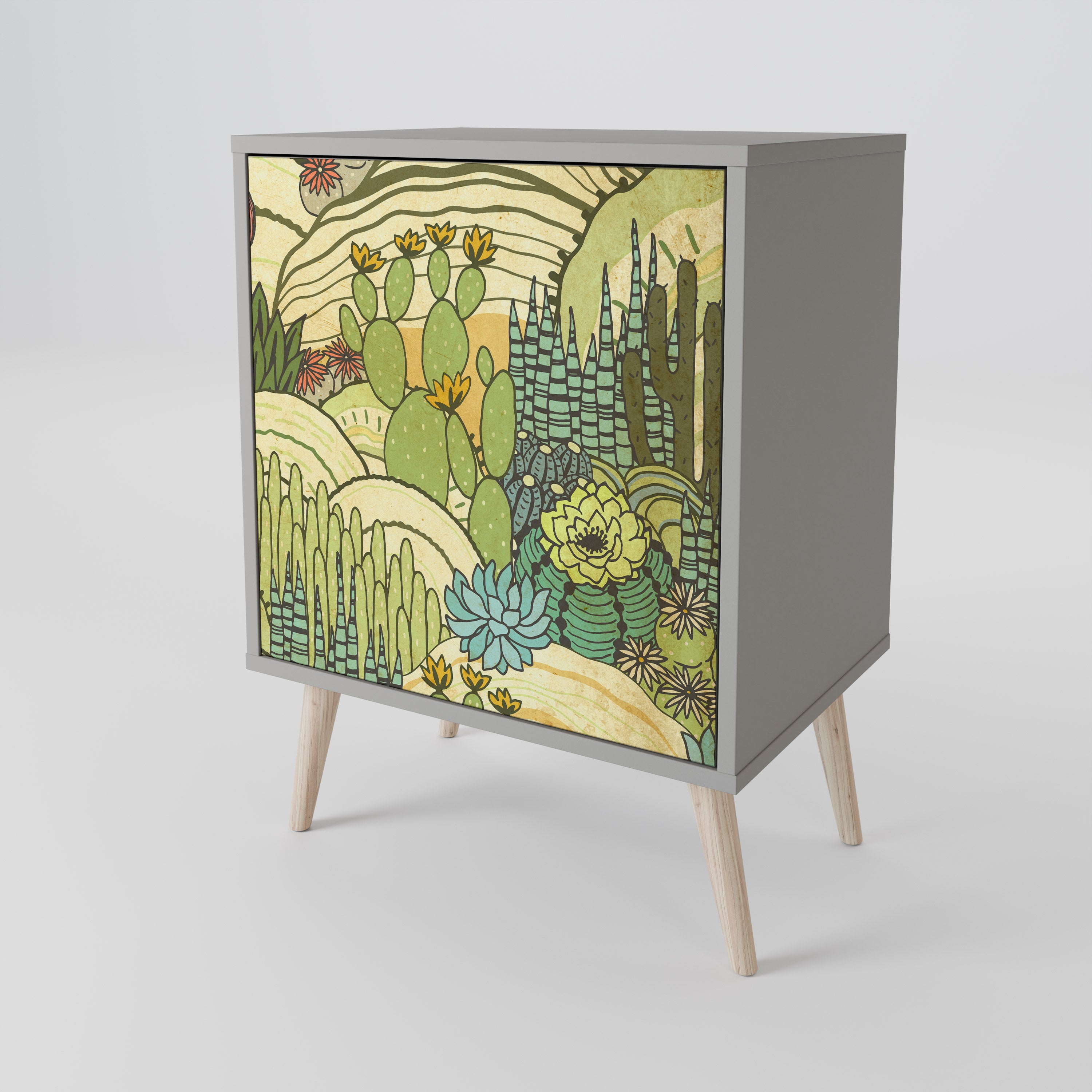 SUCCULENTS KALEIDOSCOPE Sideboard mit 1 Tür in Grau