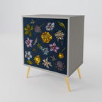 FLOWERS ON NAVY BLUE Sideboard mit 1 Tür in Grau