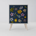 FLOWERS ON NAVY BLUE Sideboard mit 1 Tür in Grau