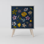 FLOWERS ON NAVY BLUE Sideboard mit 1 Tür in Grau