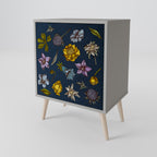 FLOWERS ON NAVY BLUE Sideboard mit 1 Tür in Grau