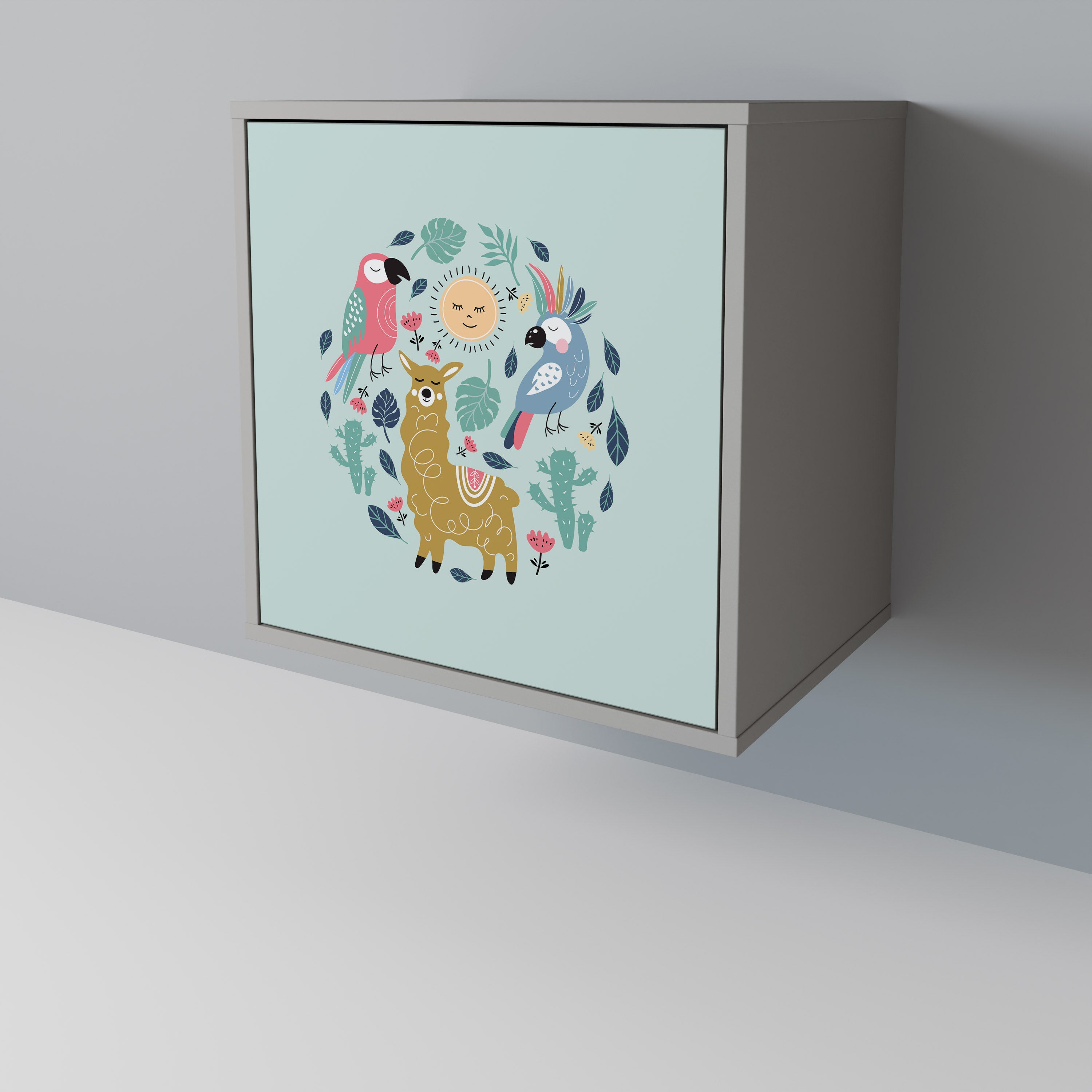 COLORFUL ALPACAS Sideboard mit 1 Tür in Grau