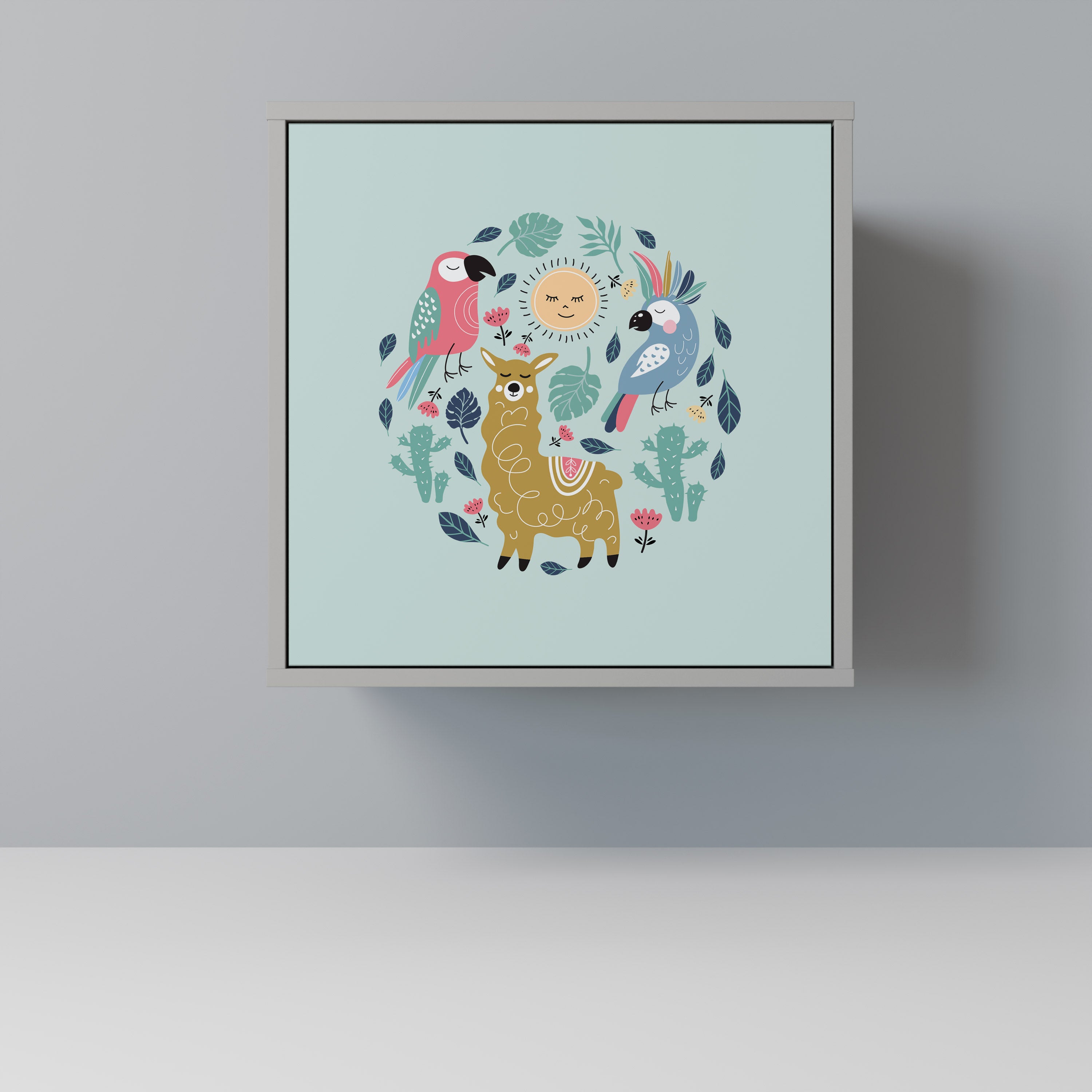 COLORFUL ALPACAS Sideboard mit 1 Tür in Grau