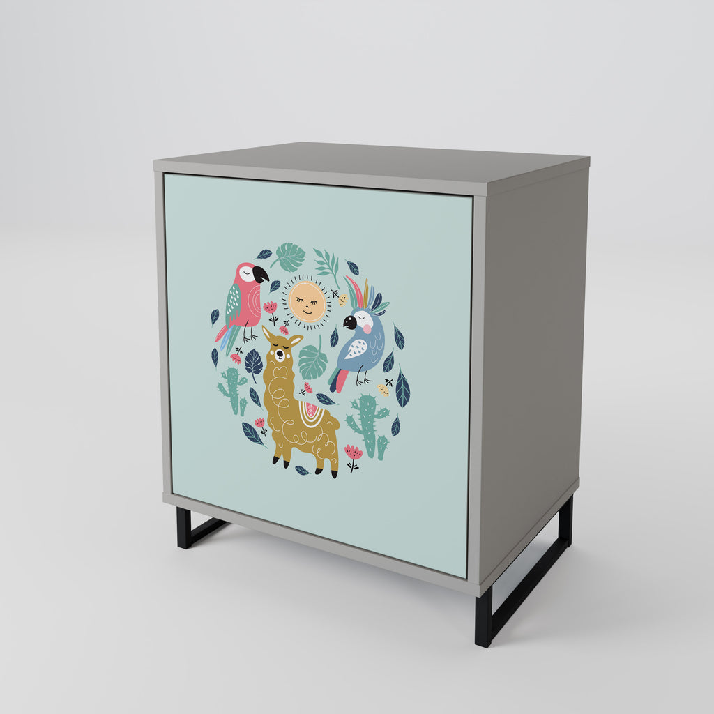 COLORFUL ALPACAS Sideboard mit 1 Tür in Grau