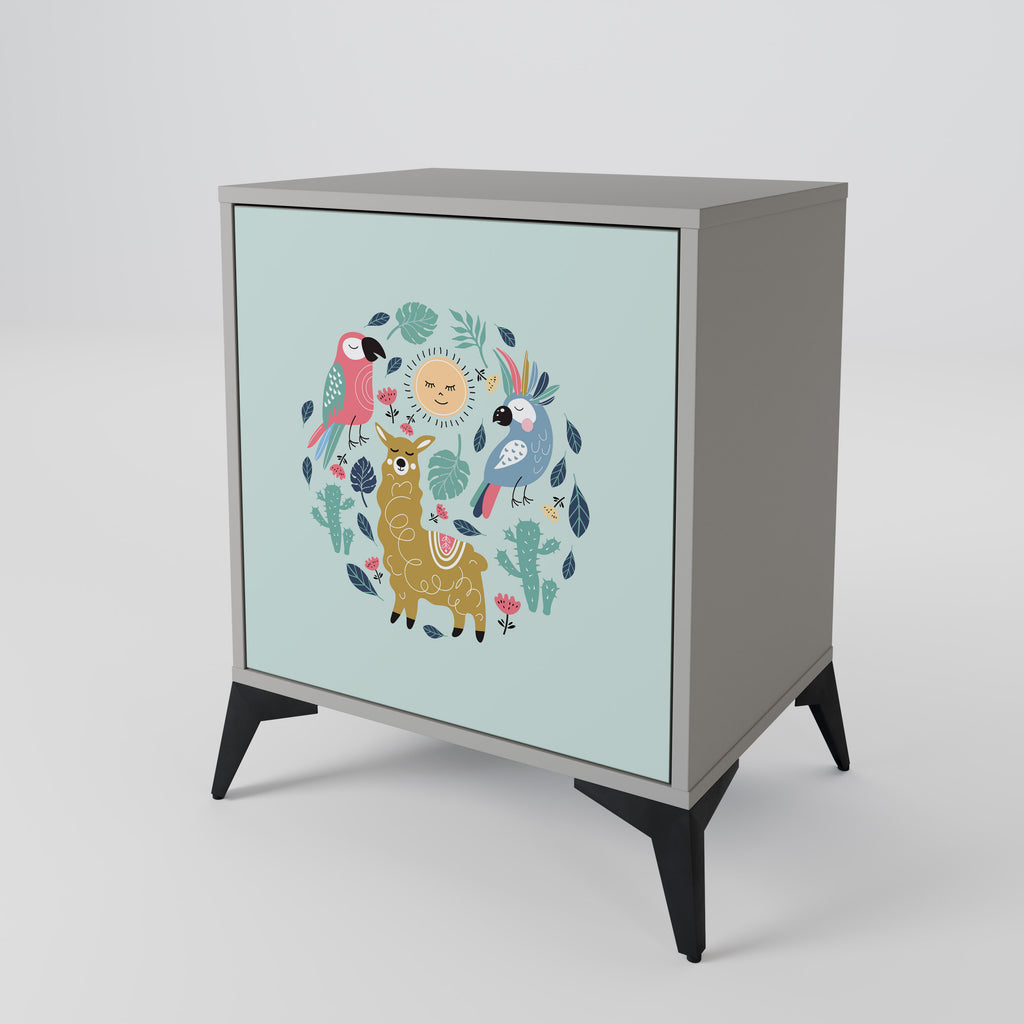 COLORFUL ALPACAS Sideboard mit 1 Tür in Grau