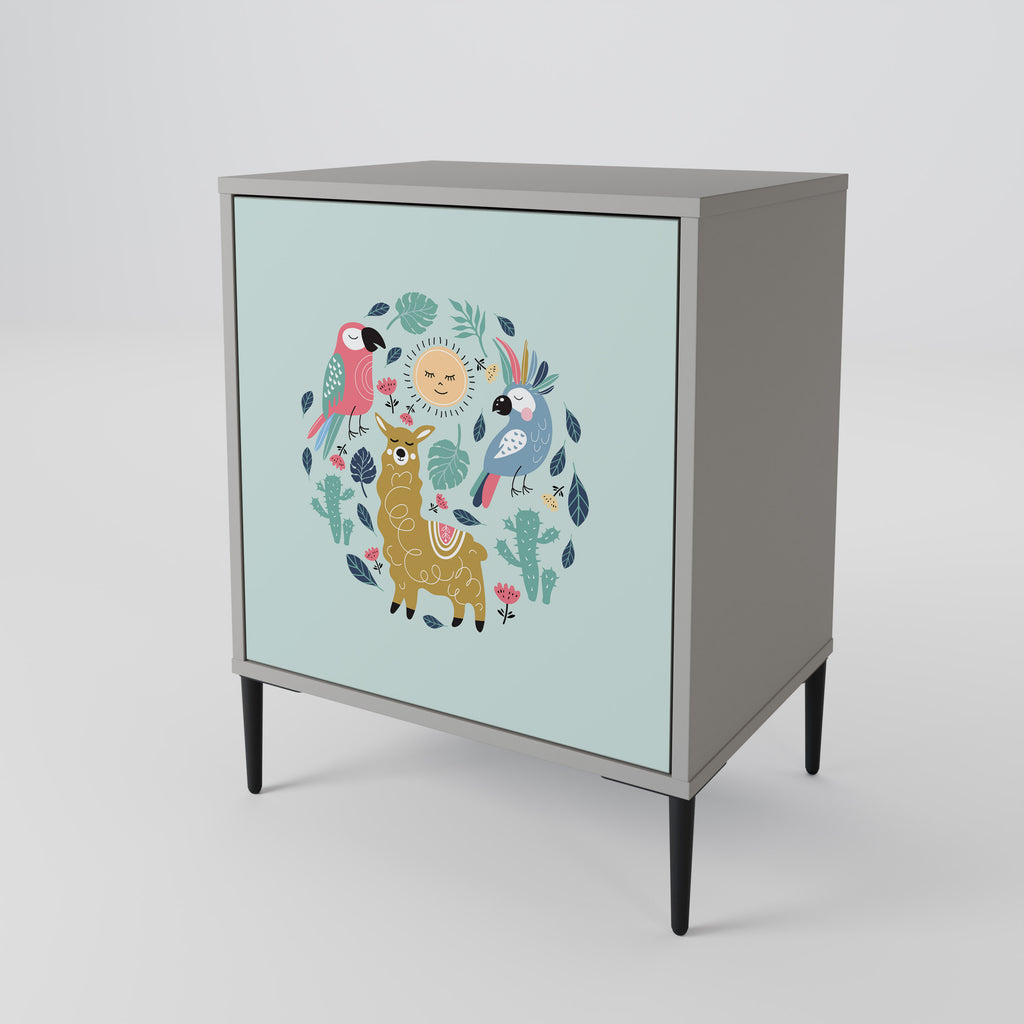 COLORFUL ALPACAS Sideboard mit 1 Tür in Grau